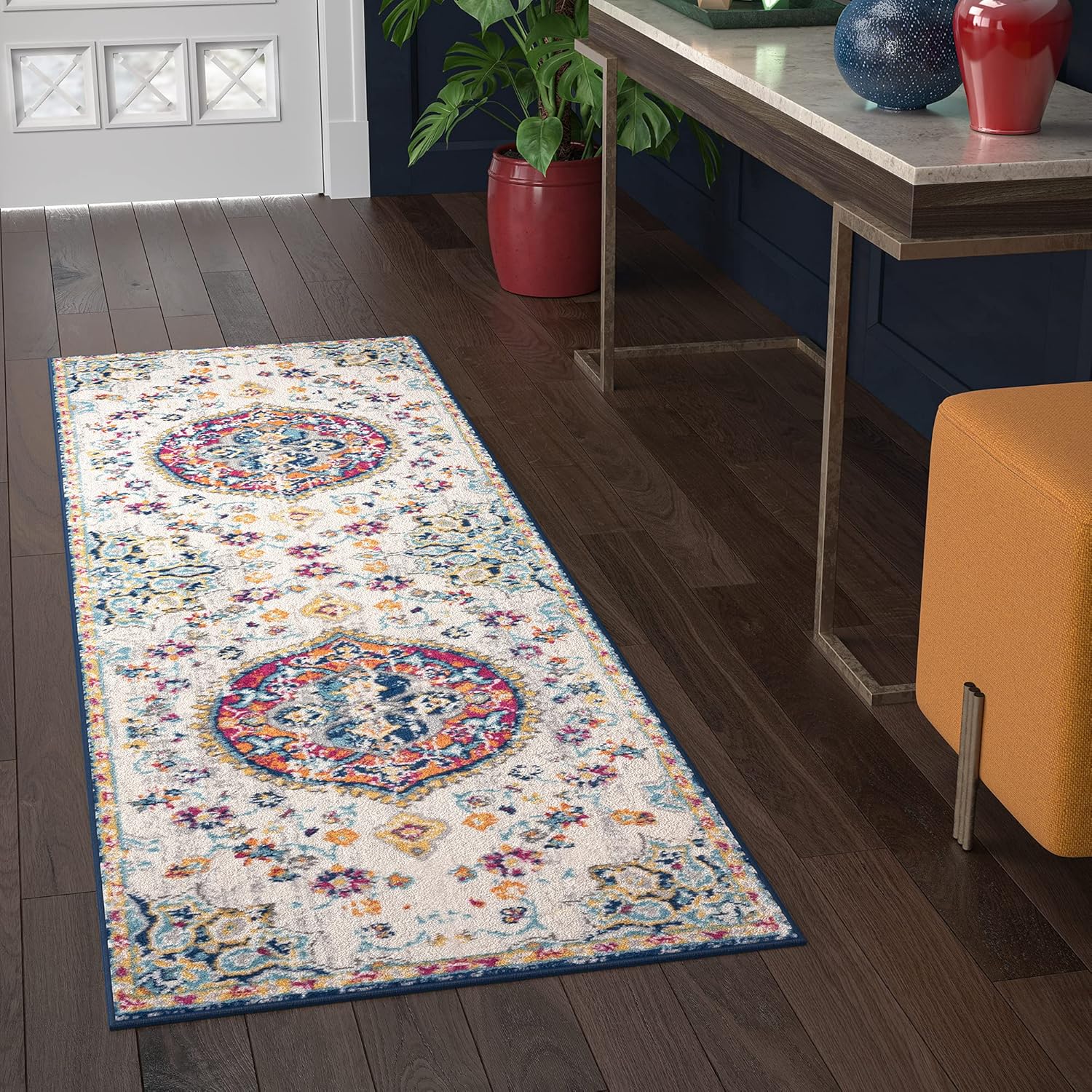 Amara – Alfombra de pasillo tradicional de 2 x 8 pies para pasillo, cocina, entrada, baño, cuarto de servicio, alfombras para sala