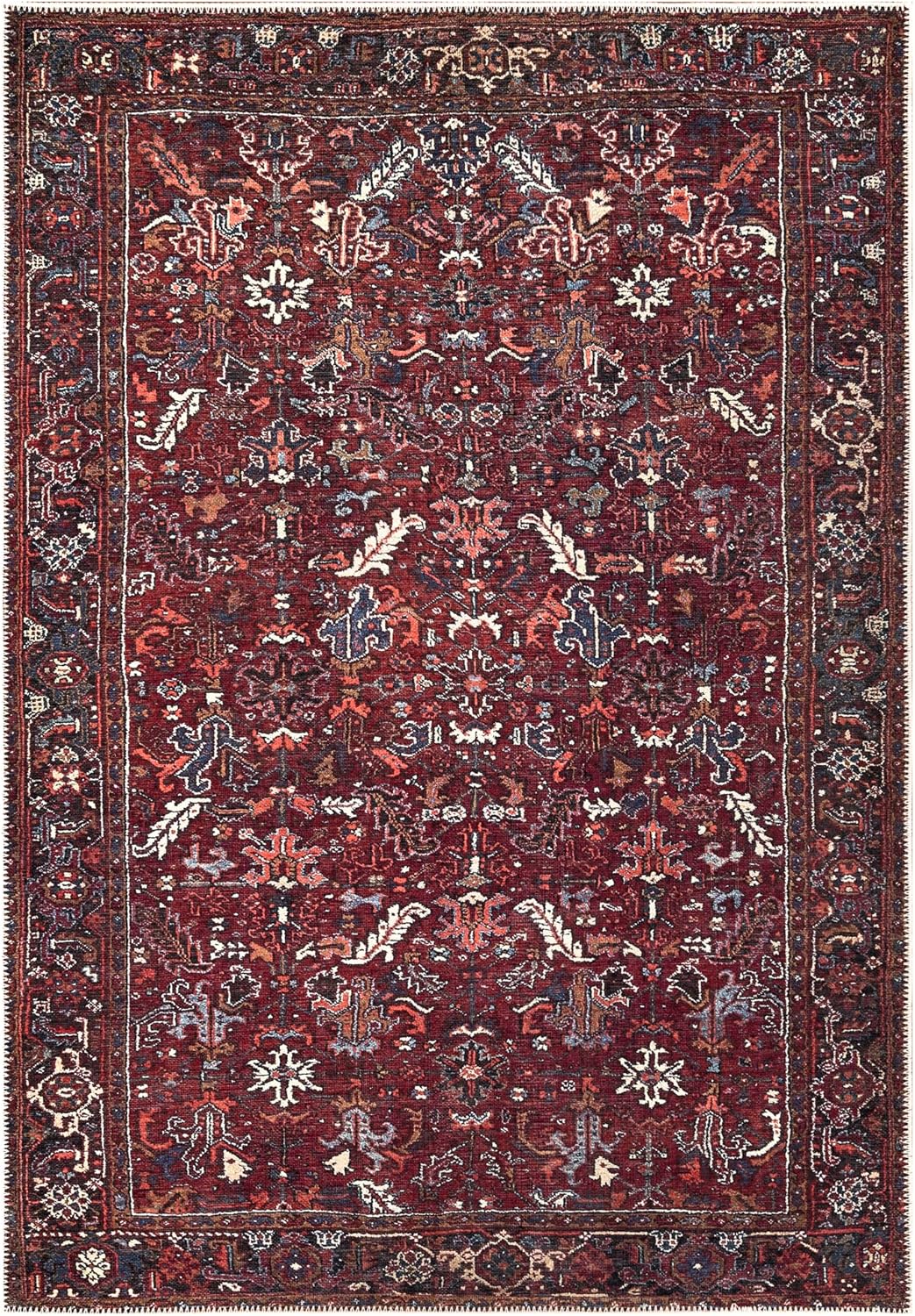 Bloom Rugs Alfombra lavable antideslizante de 3 x 5 pies  Alfombra tradicional con bordes para sala de estar, dormitorio, comedor y cocina, tamaño