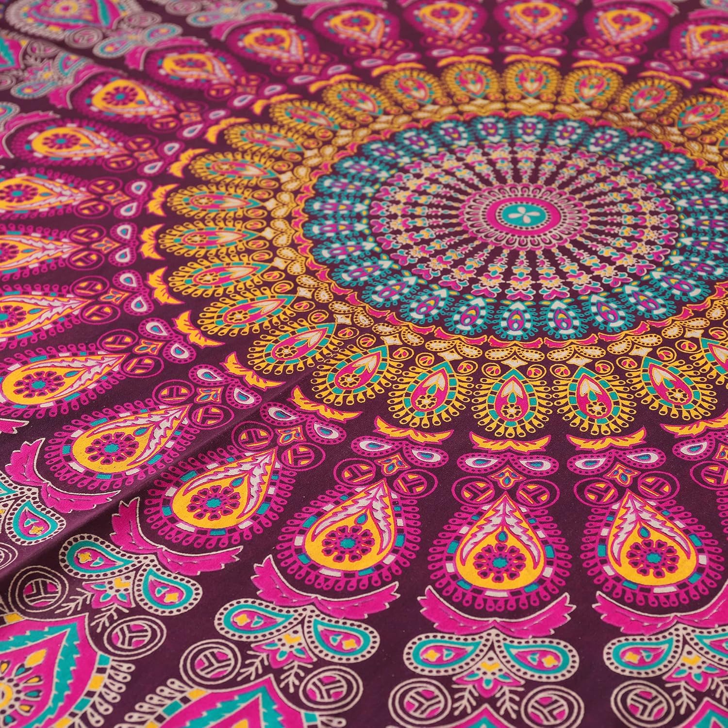 Popular Handicrafts Tapiz redondo de mandala indio, redondo, para playa, para colgar en la pared, mantel de algodón gitano hippy bohemio, sábana de