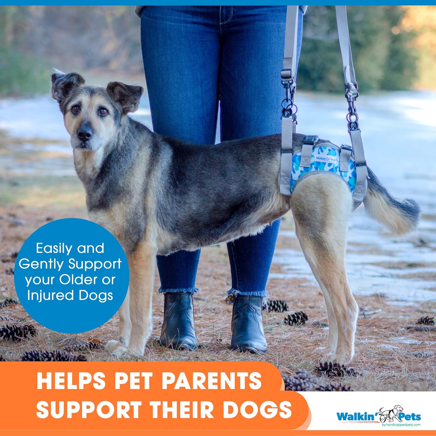 Walkin’ Warrior – Arnés trasero para perro para movilidad, asas ajustables, arnés para perros mayores y mascotas que se recuperan de una cirugía