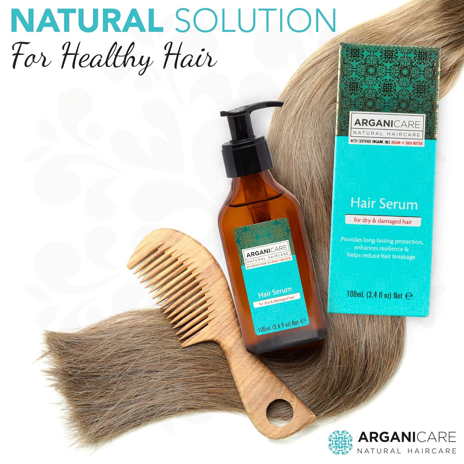 Arganicare Aceite de argán natural para cabello seco y dañado, suero vegano para el crecimiento del cabello con aceite de jojoba diseñado para la