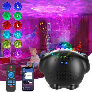 Proyector de estrellas, proyector de Navidad, proyector de luz nocturna de galaxia LED 4 en 1 con luna y estrella, proyector de olas oceánicas con Proyector de estrellas, proyector de Navidad, proyector de luz nocturna de galaxia LED 4 en 1 con luna y estrella, proyector de olas oceánicas con