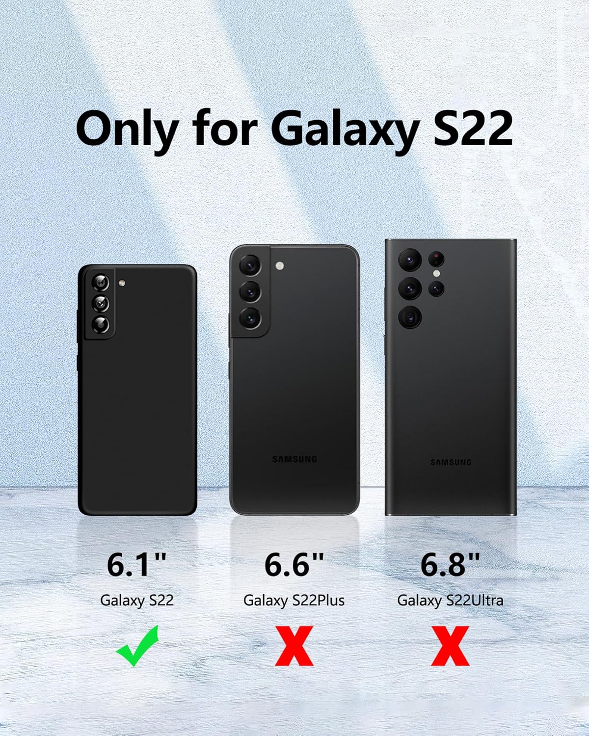 Dssairo Funda 3 en 1 para Samsung Galaxy S22, con 2 protectores de pantalla, con protección completa de la cámara, funda protectora delgada de