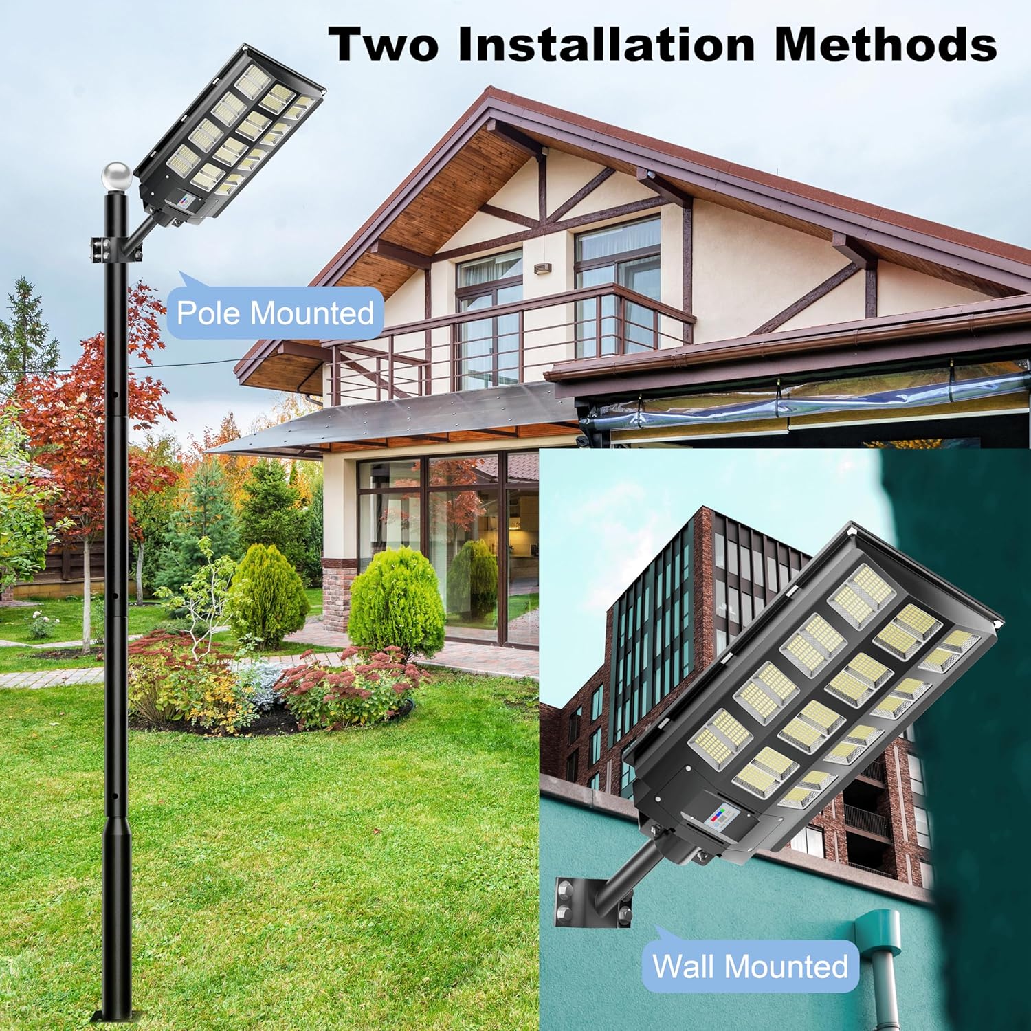 Paquete de 3 luces solares para estacionamiento, luz solar de 4800 W, 360000 lúmenes, luces de calle del atardecer al amanecer, funciona con energía