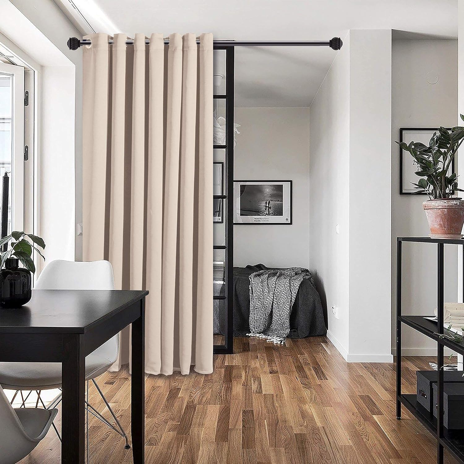 WONTEX Cortina divisora de habitación, cortinas opacas de privacidad para división de dormitorio, sala de estar y oficina compartida, panel de