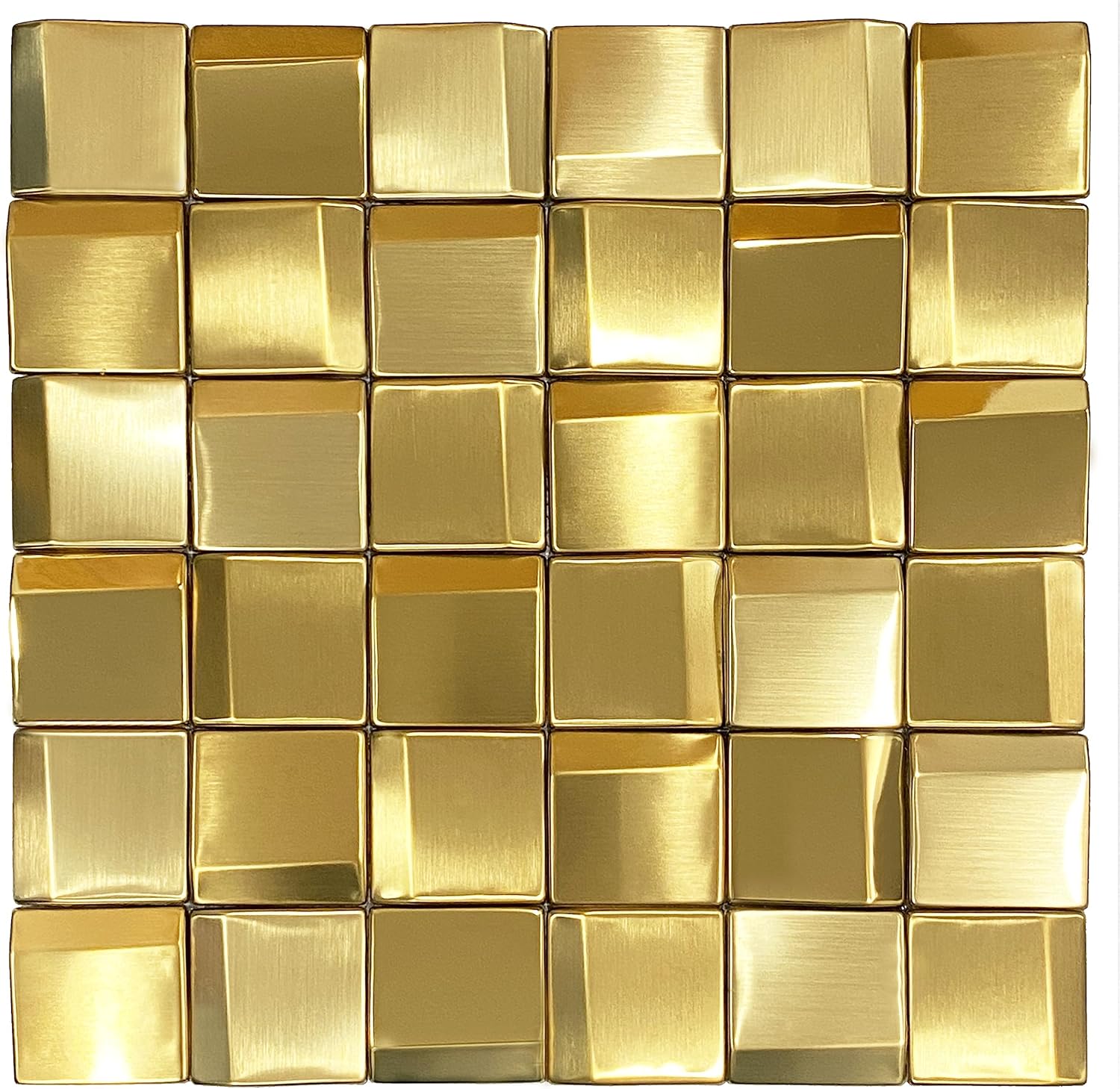Parrotile Paneles de pared 3D, azulejos de mosaico de metal dorado de 2 x 2 pulgadas, decoración de pared dorada 5 hojas