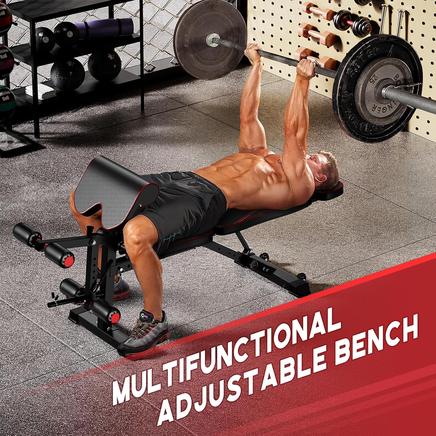 Weight Bench Press, Strength Training Workout Benches for Home Gym, FRITTON 800 LB Stable Decline Incline Bench for Full Body Workout, Adjustable