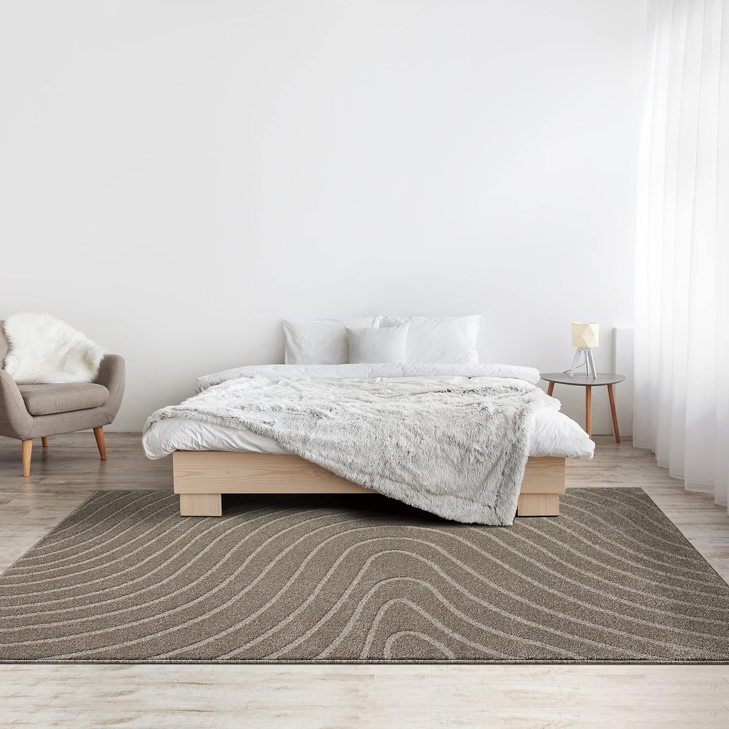 LUXE WEAVERS Alfombra moderna geométrica gris pardo 9×12, alfombra contemporánea resistente a las manchas