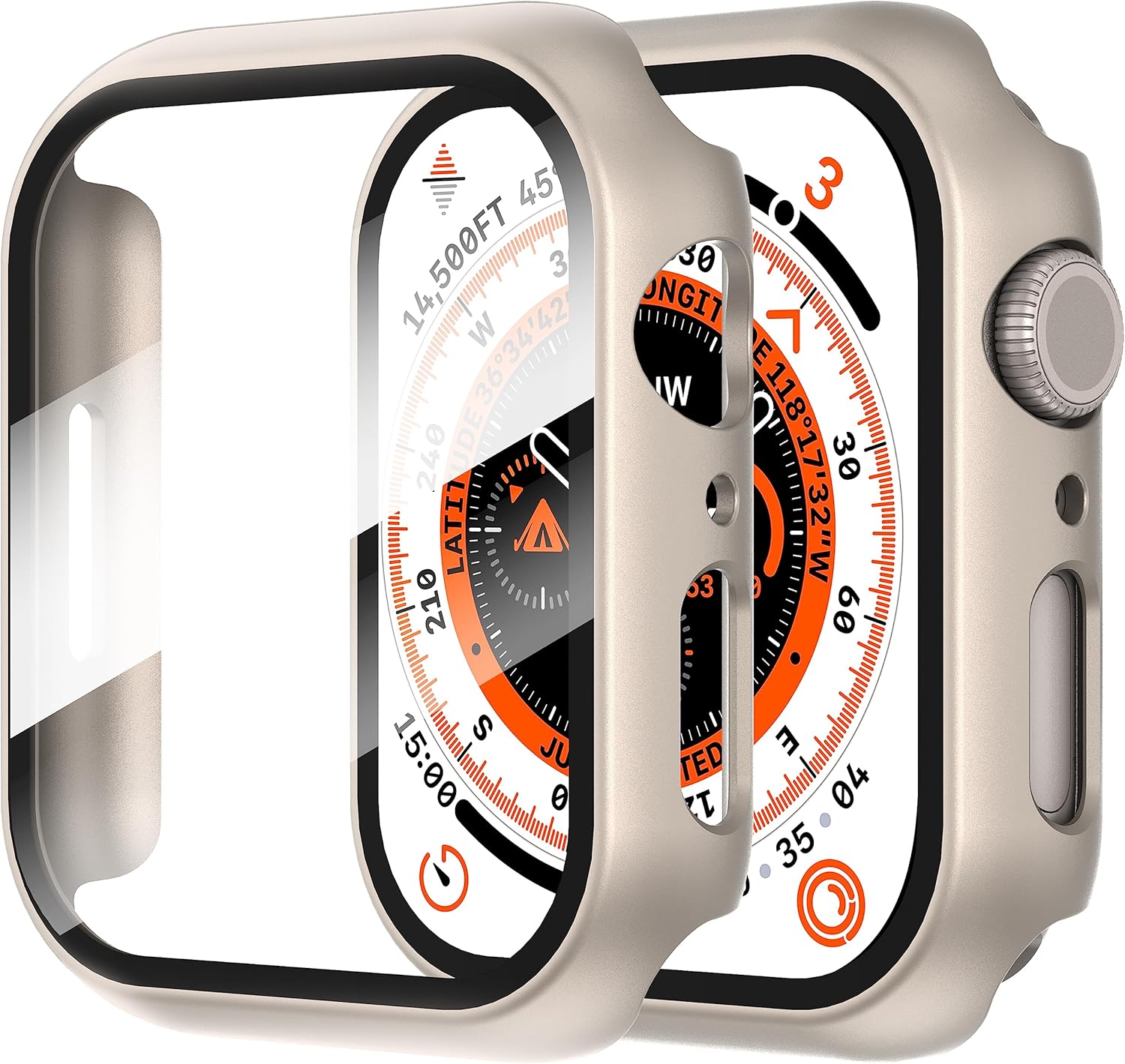Suoman – Paquete de 2 fundas protectoras de pantalla de vidrio templado para Apple Watch Series 87654Series SE SE 2 de 1.575 pulgadas, funda