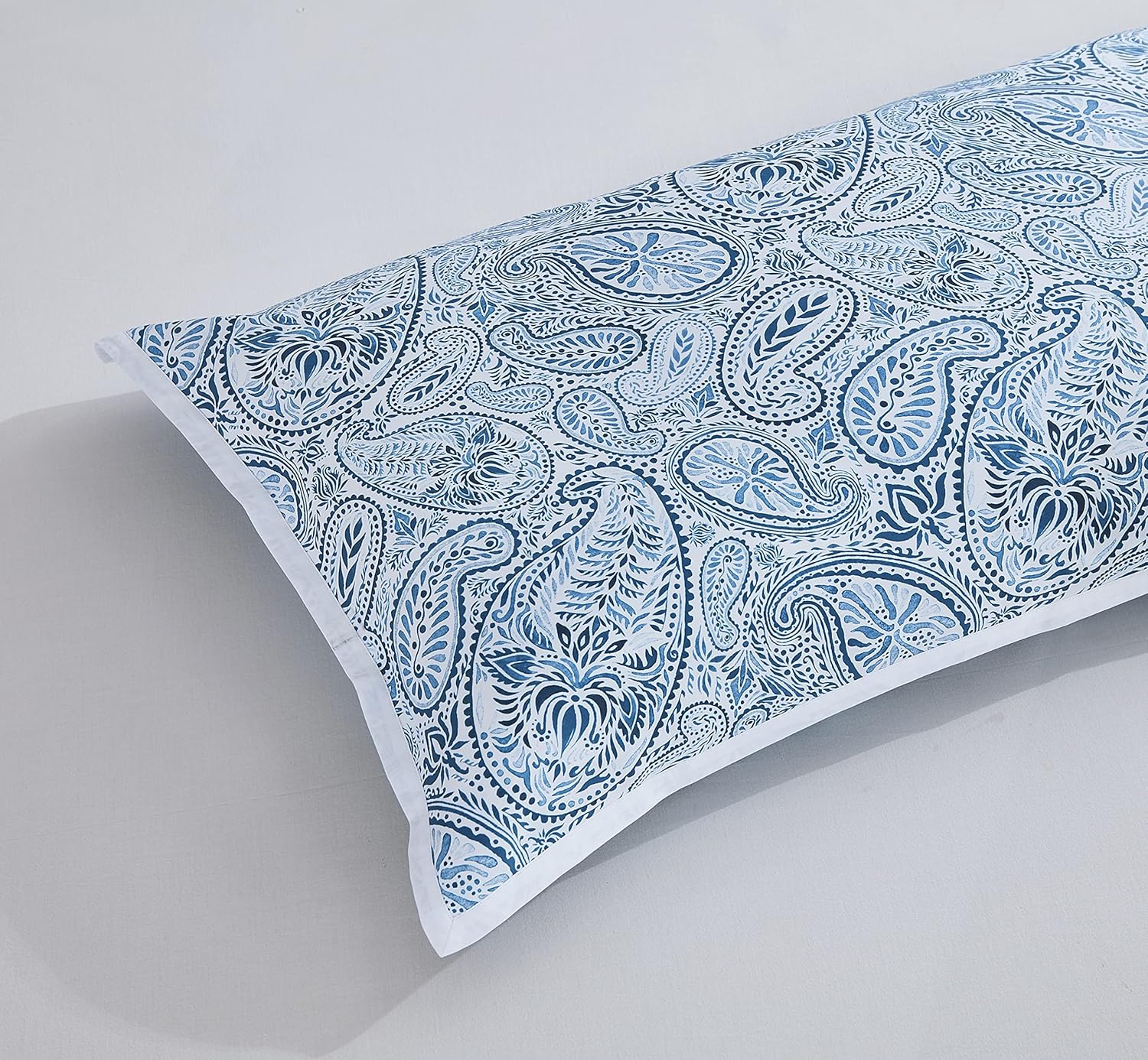 CASA BOLAJ DESIGNED TO DREAM Juego de funda de edredón con estampado retro de 2 piezas, estampado de cachemira, azul y blanco (cachemira, individual)