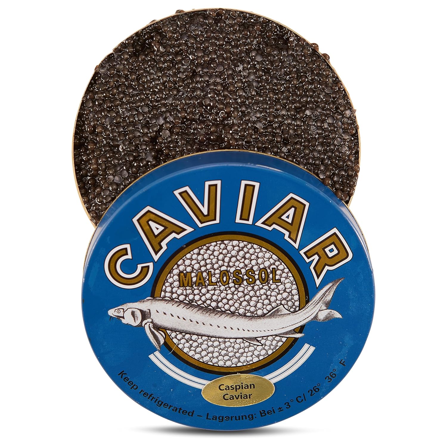 Caspian Classic Sturgeon Malossol Caviar – Lata de 32 onzas  Sabor exquisito, calidad, cosecha sostenible, caviar de esturión gourmet real recién