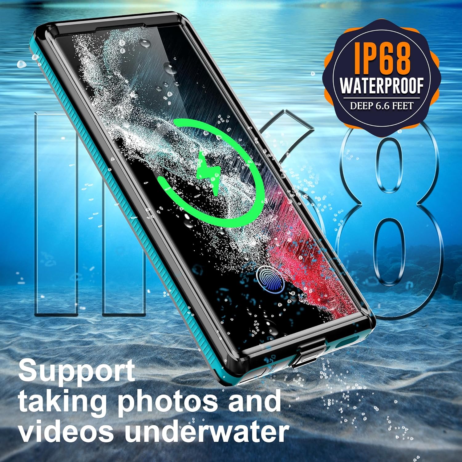 Ezanmull Funda impermeable para Samsung Galaxy S22 Ultra con protector de pantalla integrado, a prueba de polvo, a prueba de golpes, a prueba de