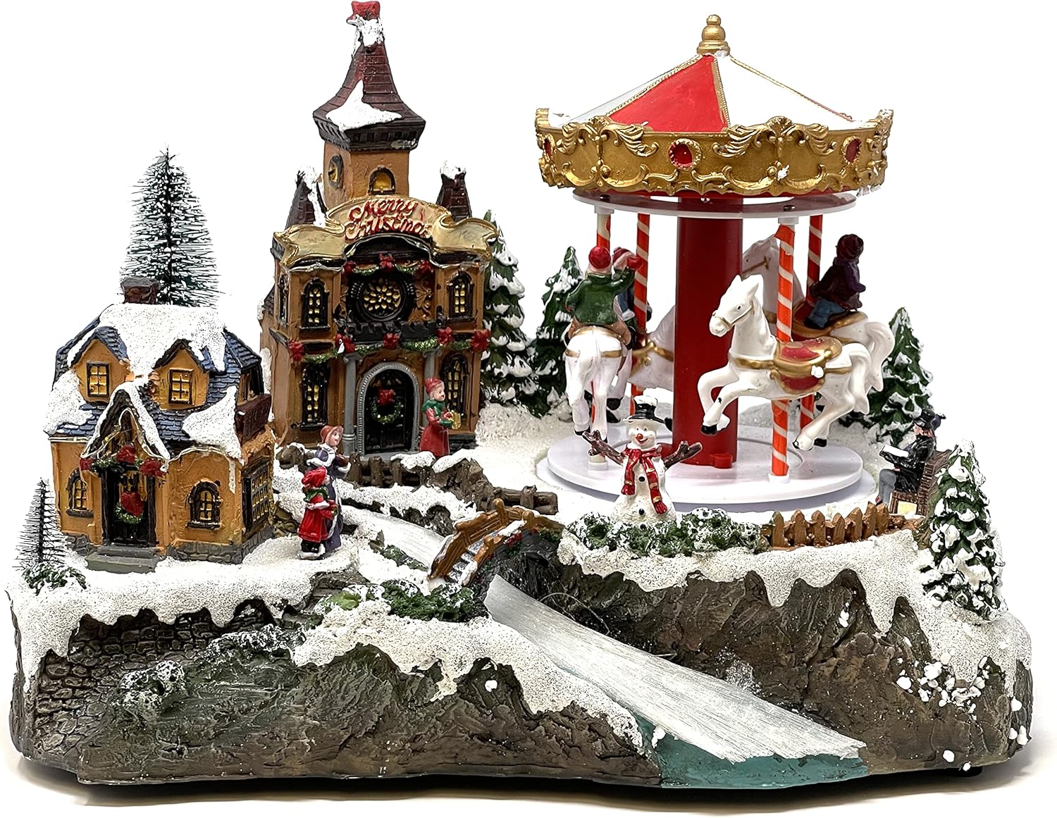 allgala Figura coleccionable hecha a mano de poliresina para casa de Navidad con cable USB, fuente de alimentación-carrusel por Colorful