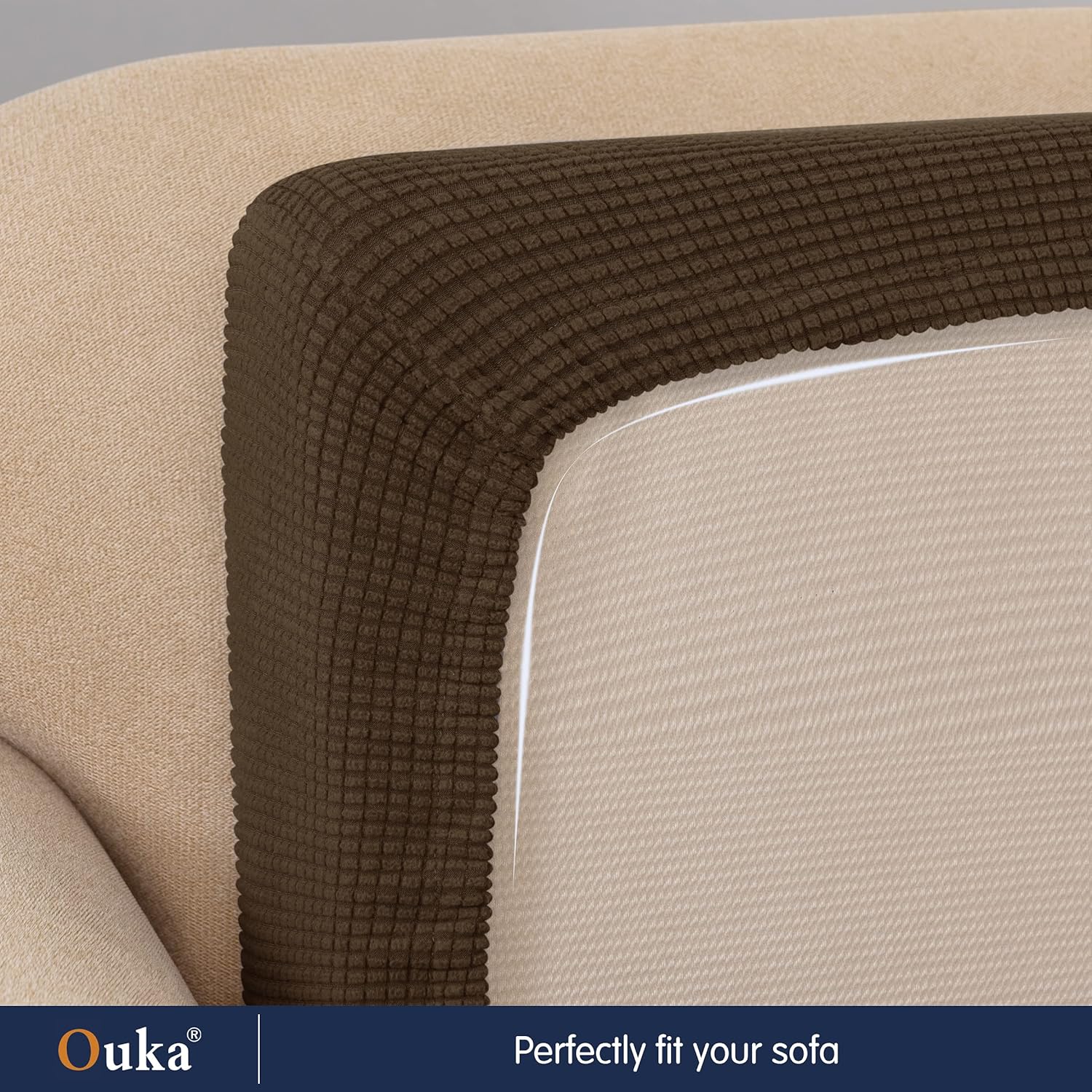 Ouka Funda de cojín elástica para sofá, funda de cojín para asiento de sofá, protector de cojín reversible, protector de cojín suave para sofá