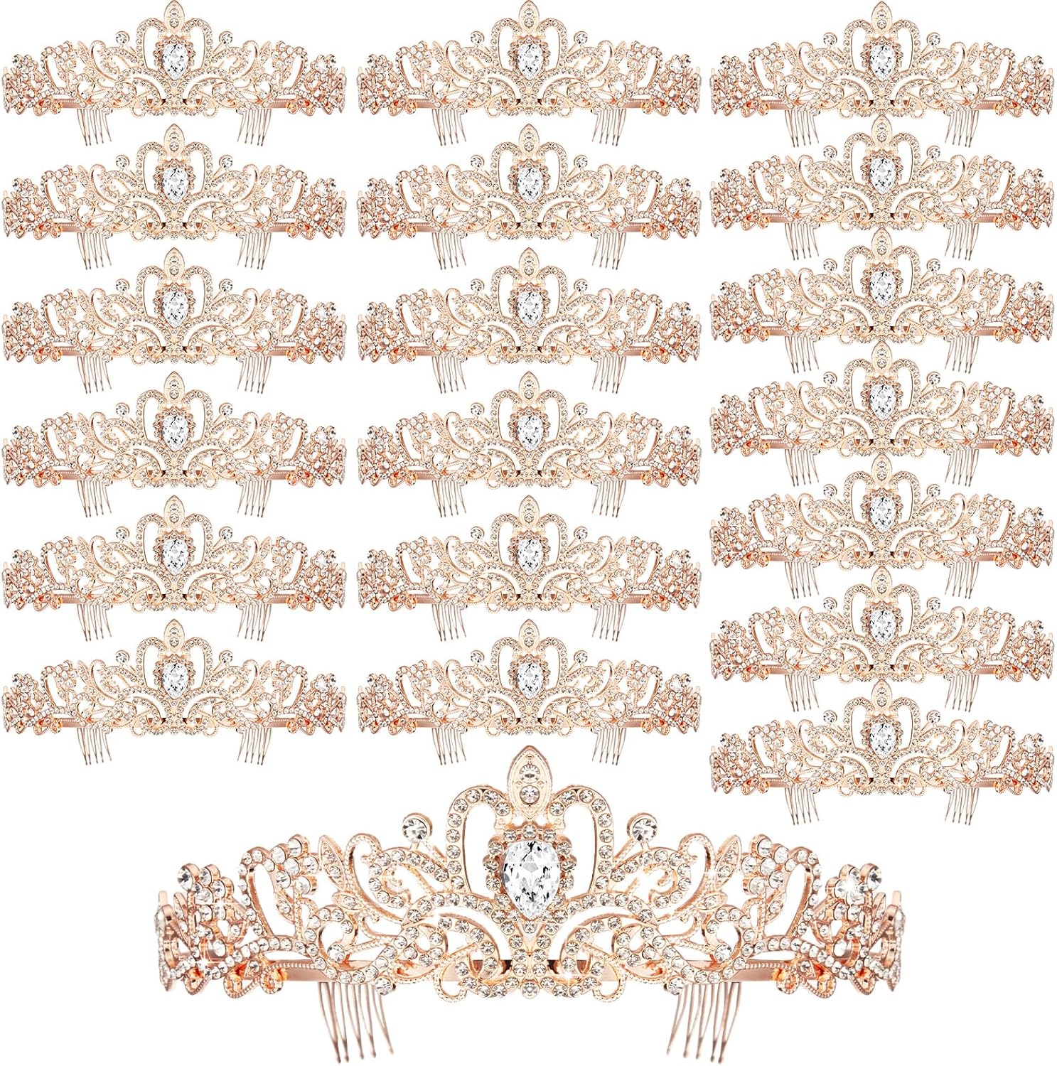 20 coronas de tiara de cristal, corona de princesa para mujeres y niñas, corona de cumpleaños con peines de diamantes de imitación, corona de