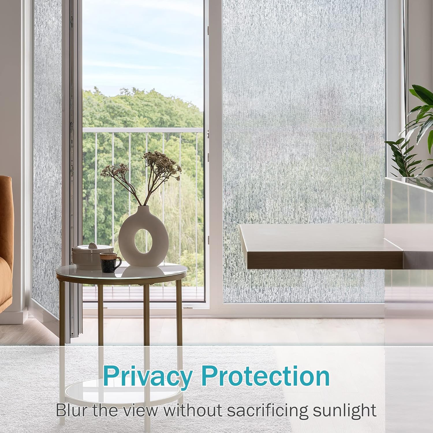 VELIMAX Película de vidrio de lluvia para ventana, privacidad estática para ventana, adhesivo decorativo para el hogar, oficina, protección UV