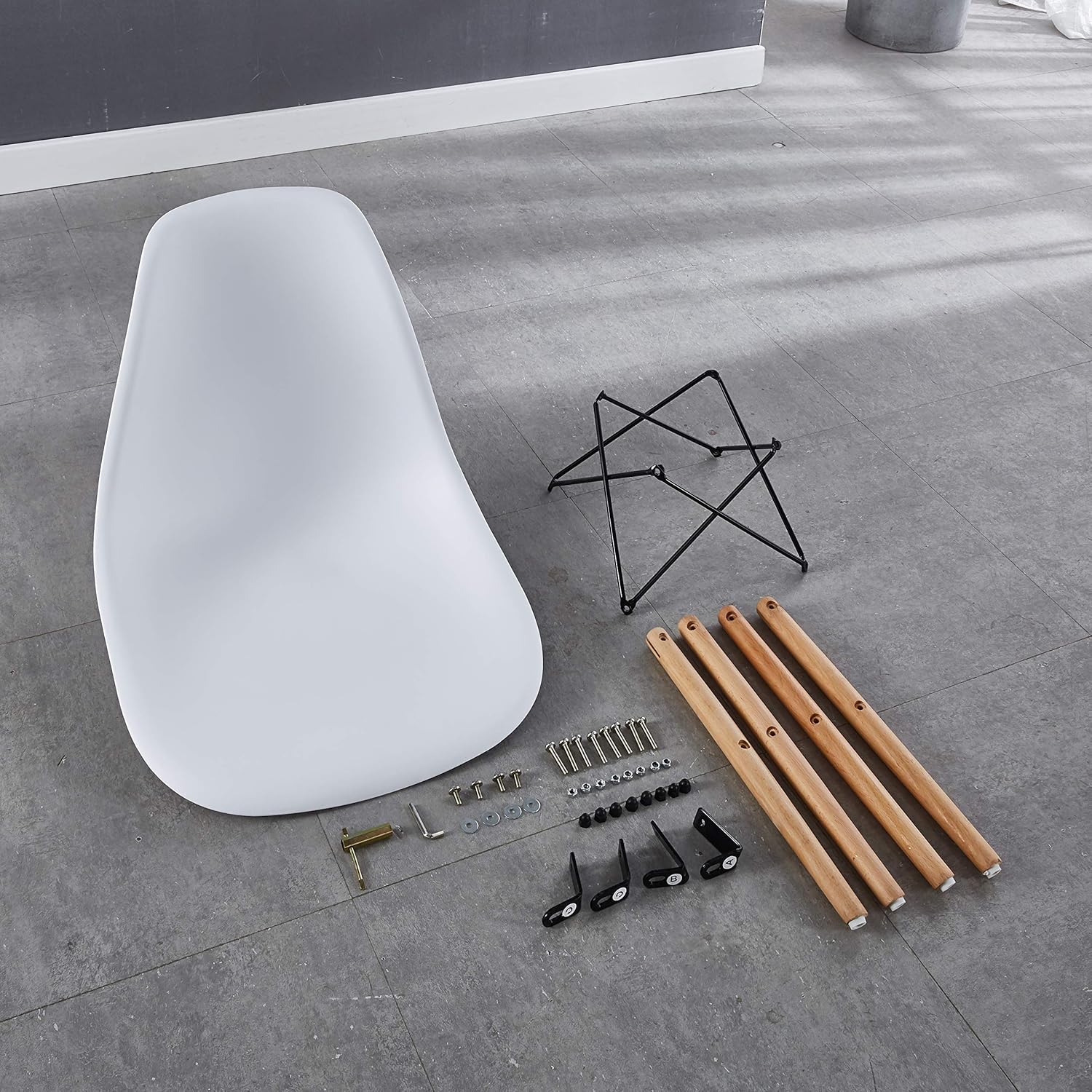 Sybrioka Juego de 4 sillas de comedor modernas, sillas de cocina de mediados de siglo, silla de ocio blanca, patas de madera para cocina, sala de