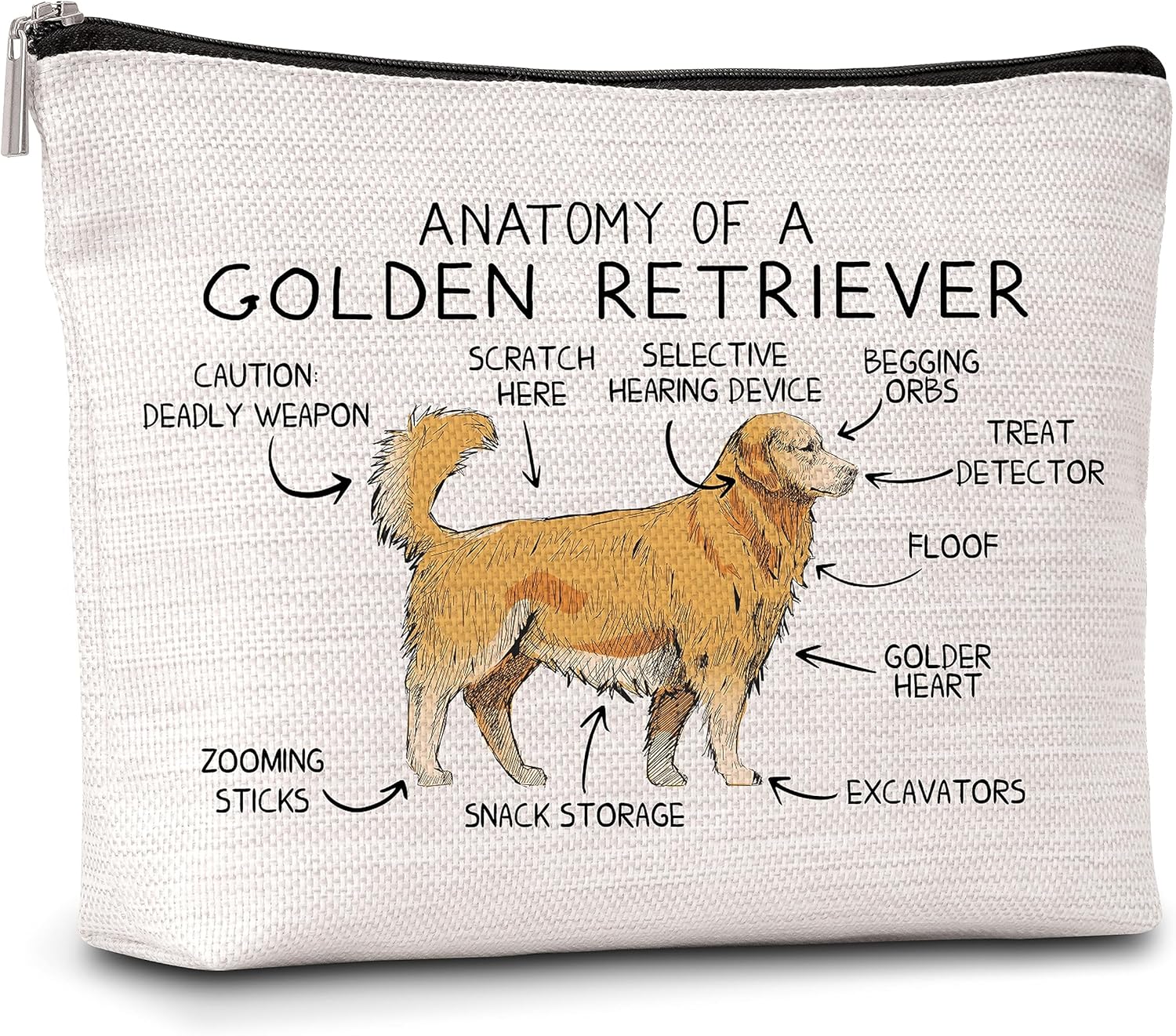 AWSICE Golden Retriever – Bolsa de maquillaje Anatomía de un Golden Retriever, bolsa de cosméticos, regalo para amantes de los perros, mujeres,