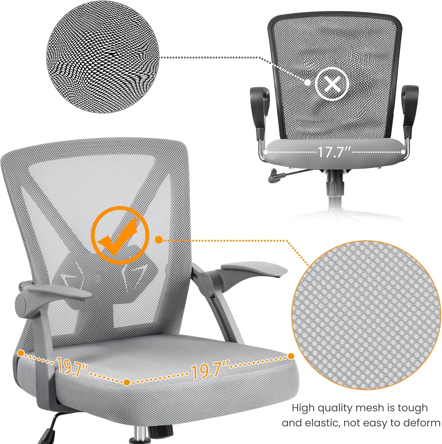 Topeakmart Silla de oficina, silla de escritorio de malla para computadora con ruedas, silla ergonómica de oficina, silla giratoria de altura