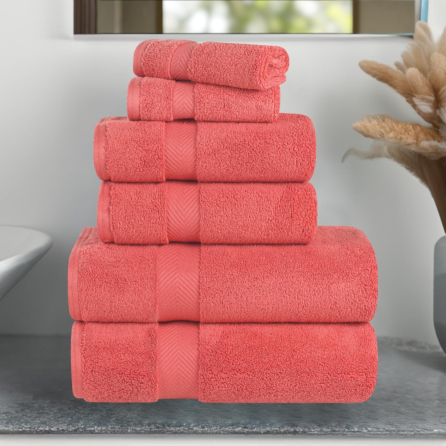 SUPERIOR Zero Twist – Juego de 6 toallas 100% de algodón, toallas de baño extrasuaves, toallas para la cara y toallas de mano, toallas de algodón de