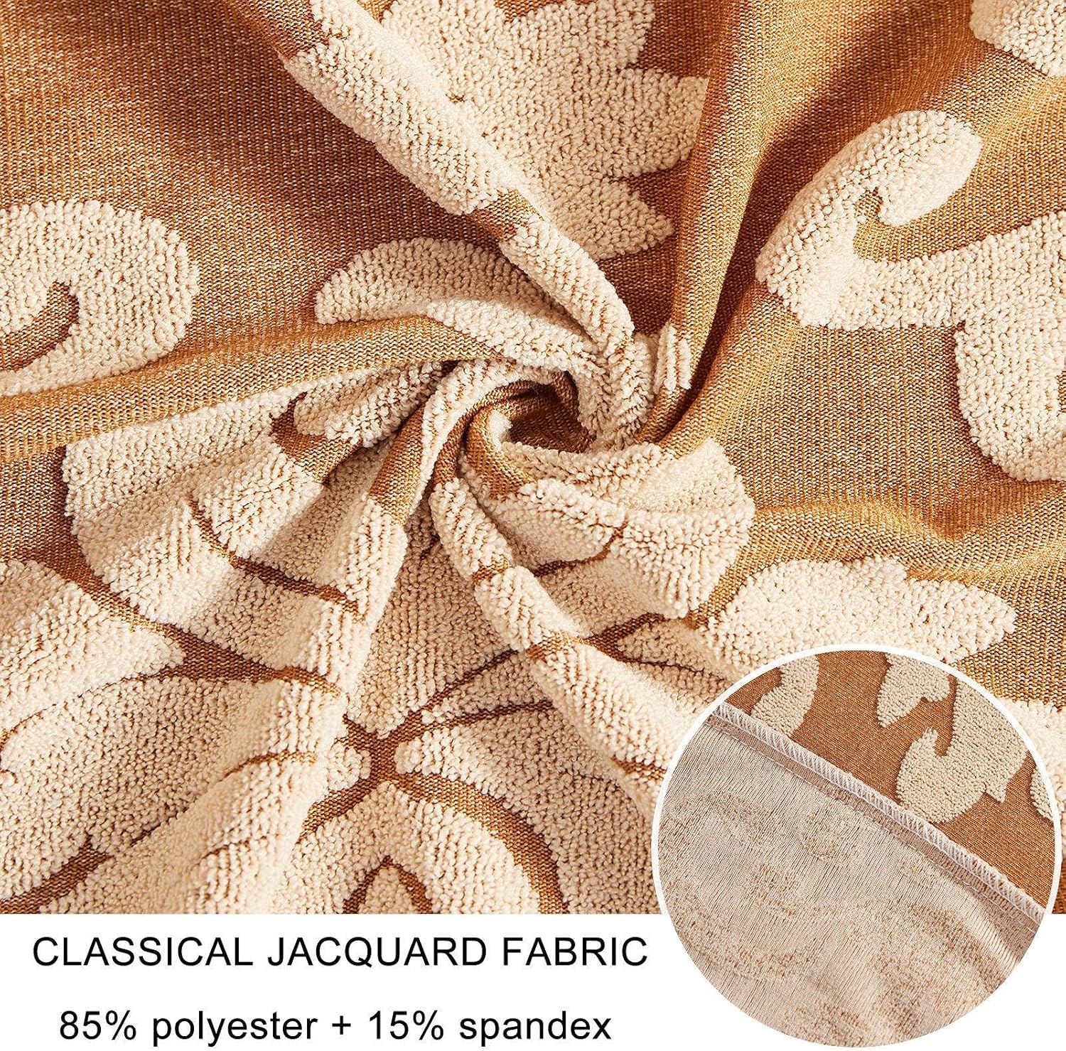 Fundas de cojín para sofá, fundas elásticas de cojín de sofá de jacquard de damasco, funda de cojín para sofá, protector de muebles, champán, 2