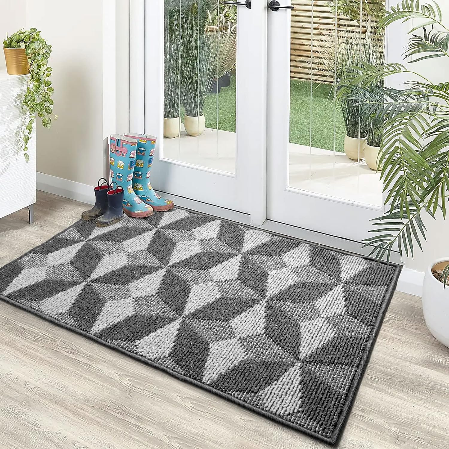 DEXI Tapete antideslizante para puerta interior, tapete de bajo perfil lavable para puerta delantera, entrada interior, 20 x 32 pulgadas, color