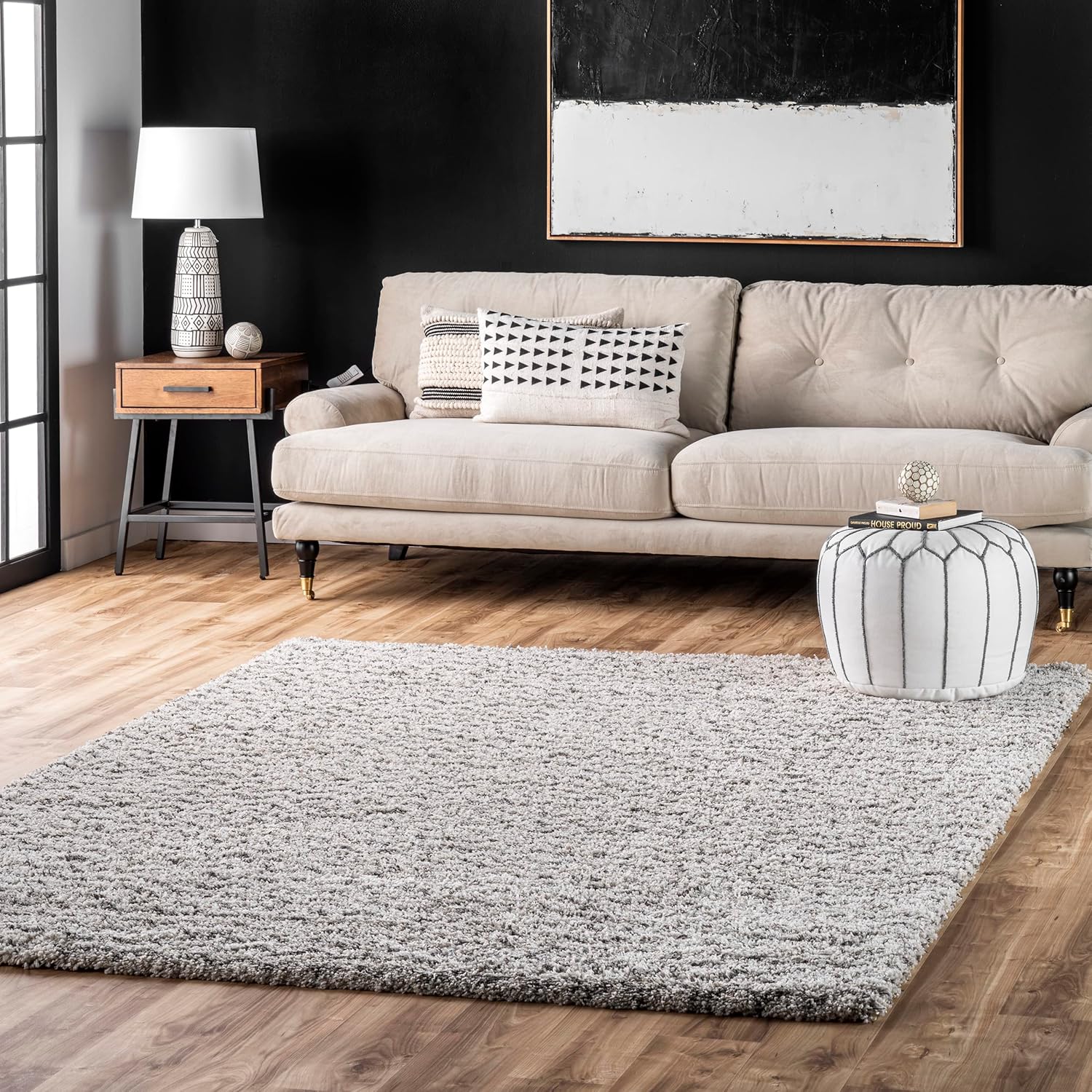 nuLOOM Cuellar Chevron Shag – Alfombra de área (5 x 8 pulgadas), color marfil