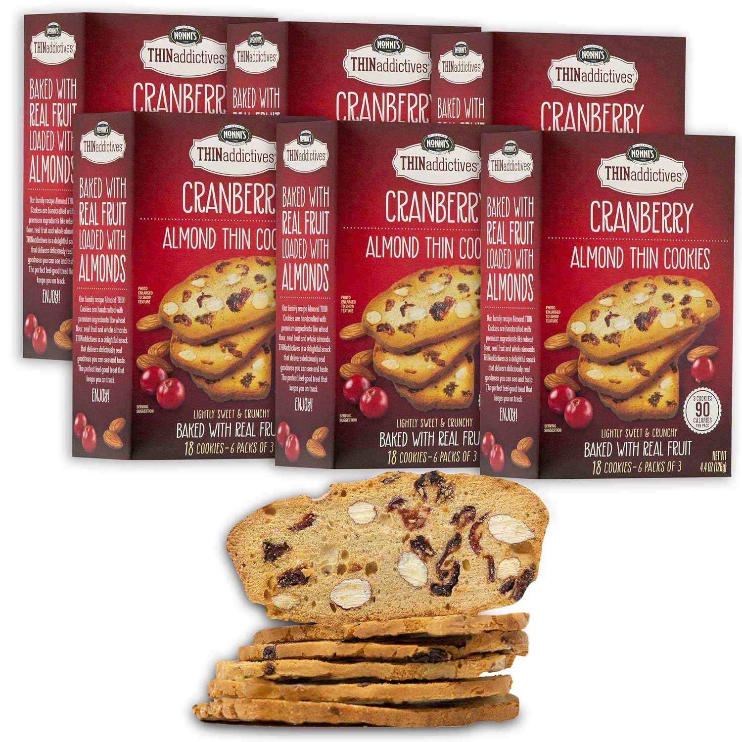 Nonni’s THINaddictives – Galletas finas de almendras  Galletas italianas de arándanos  Galletas de almendras  Galletas finas  Dulces crujientes y