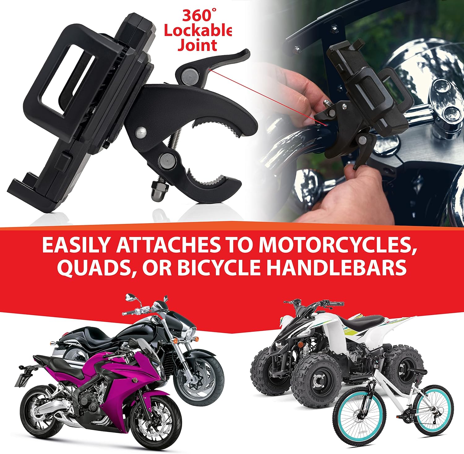 Diamond Plate Soporte de teléfono ajustable para motocicletabicicleta