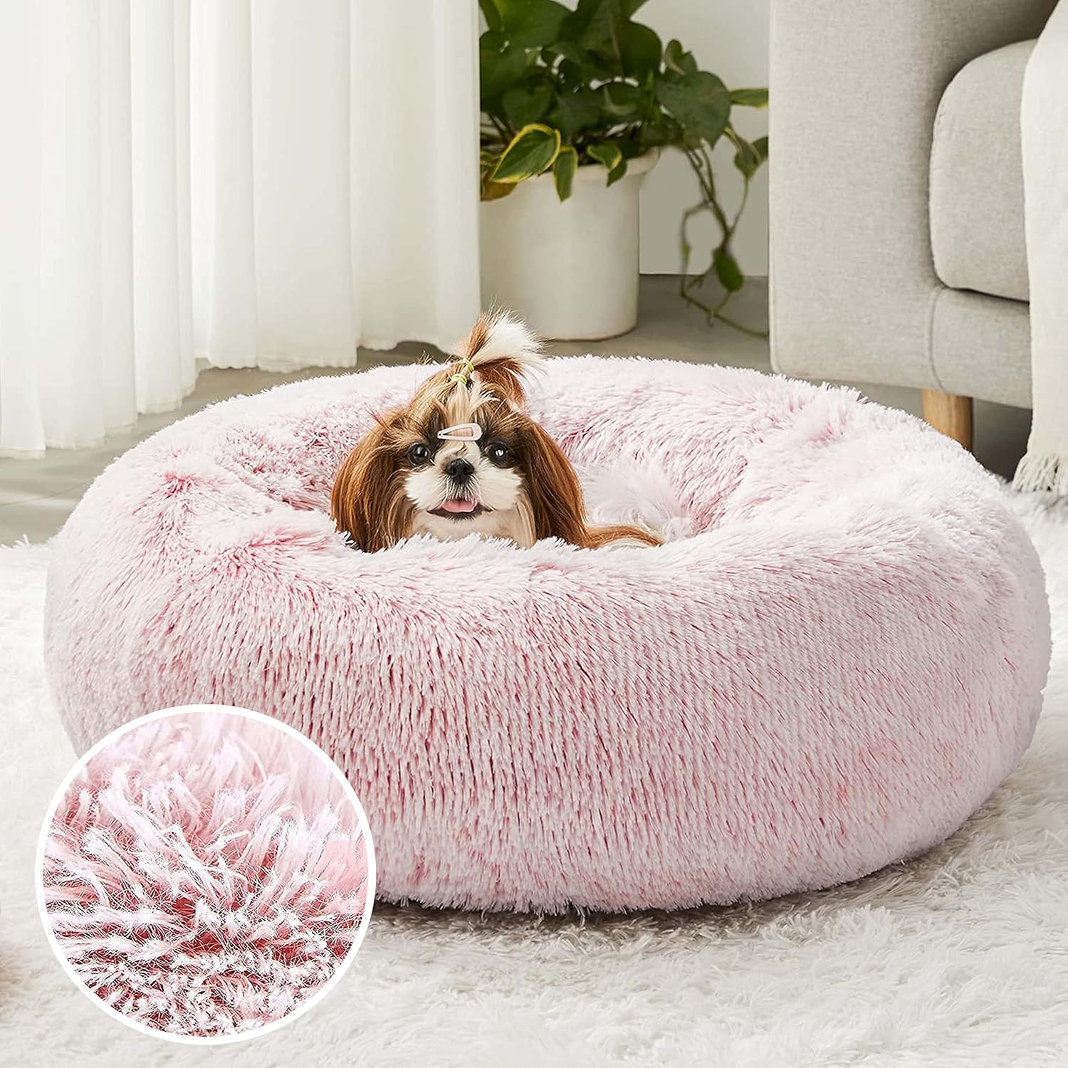 Western Home – Cama para perros y gatos de piel sintética, cama relajante original para mascotas pequeñas, medianas y grandes, antiansiedad, dona,