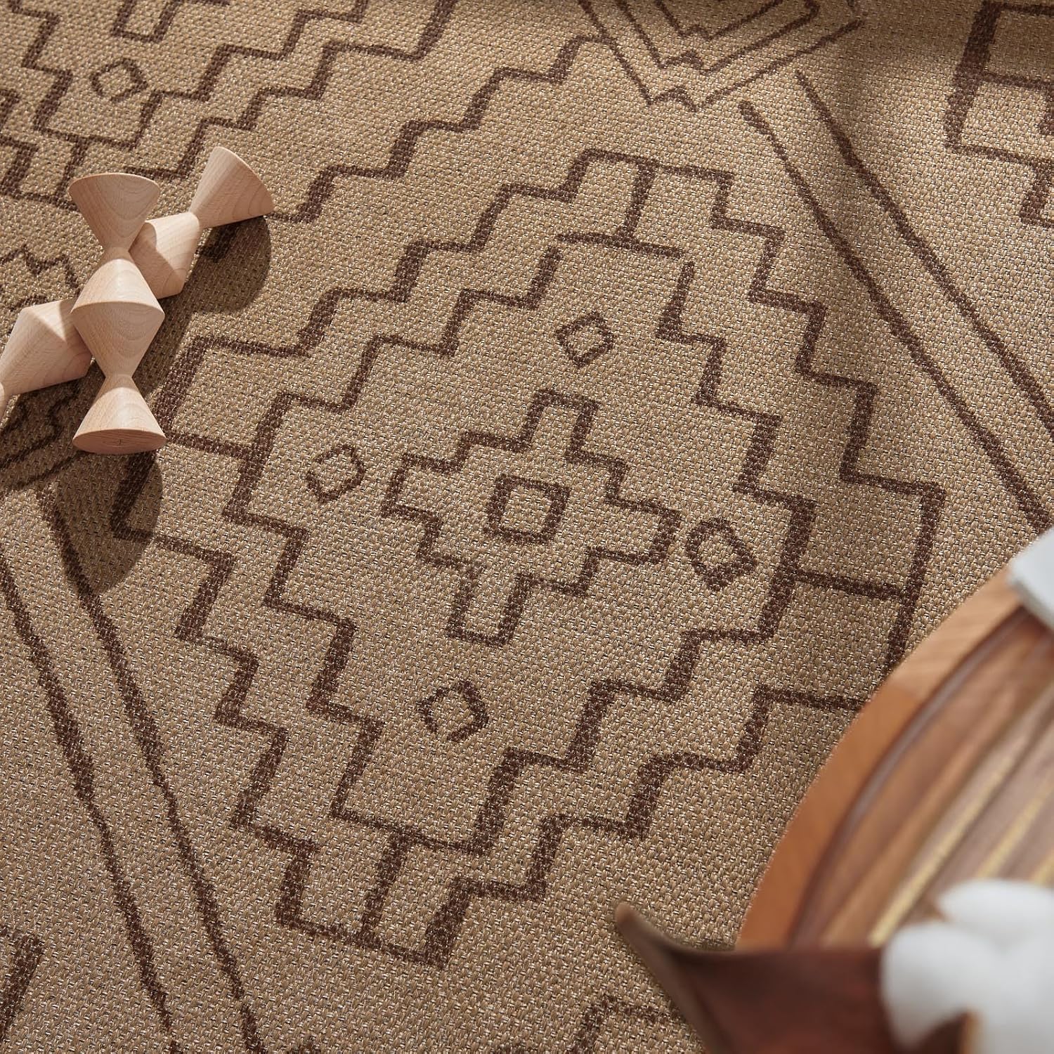 jinchan Alfombra de yute reciclada para interiores y exteriores, de 6 x 9 pies, estilo bohemio, elegante, con estampado geométrico, marrón,