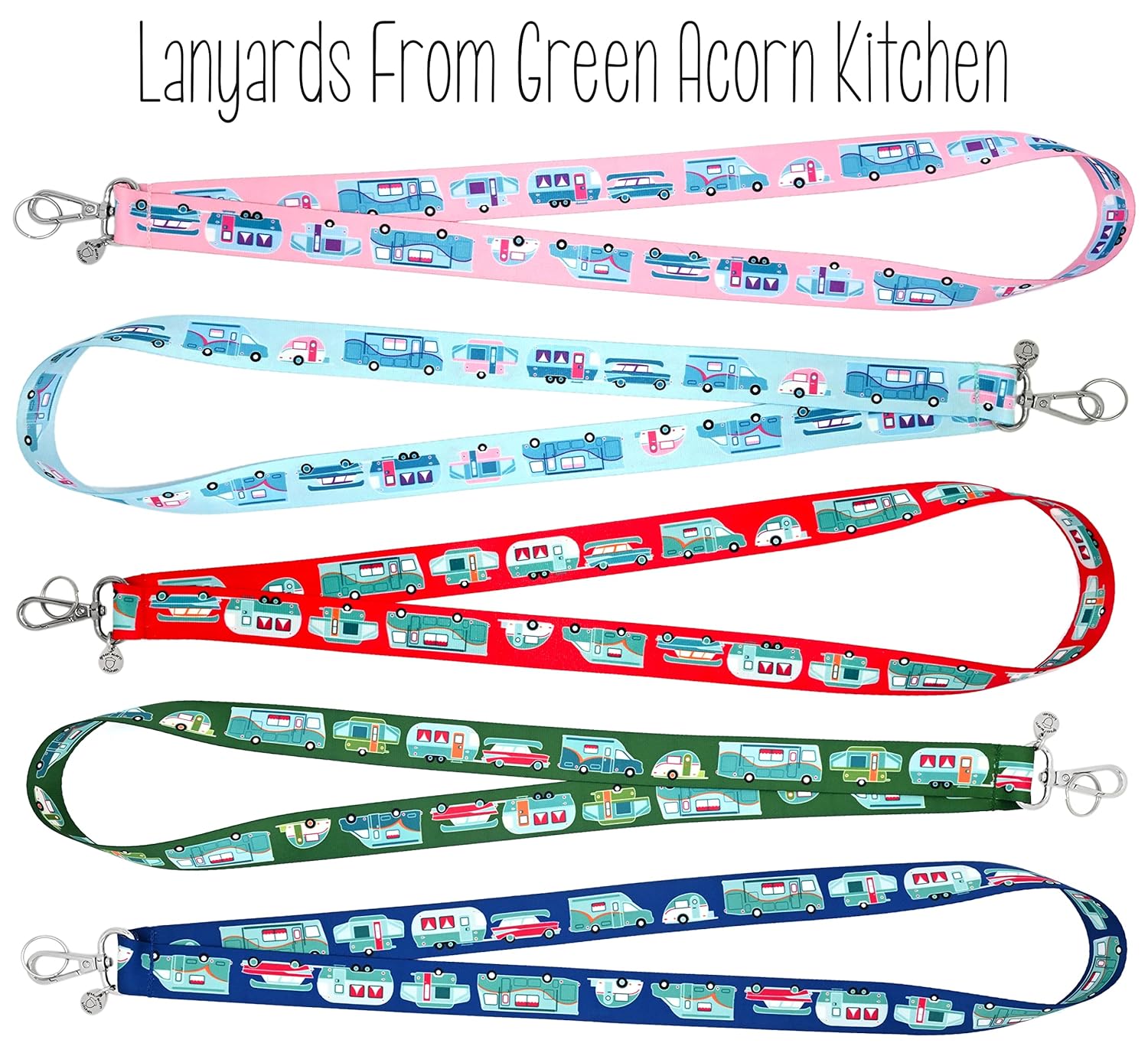 RV Camping Dog Collar – Green Camper Collar – Vintage Car & Trailer – Motorhome – Teardrop Camper – Pop-Up Tent Trailer – 4 Sizes – Adjusts 9 Inches