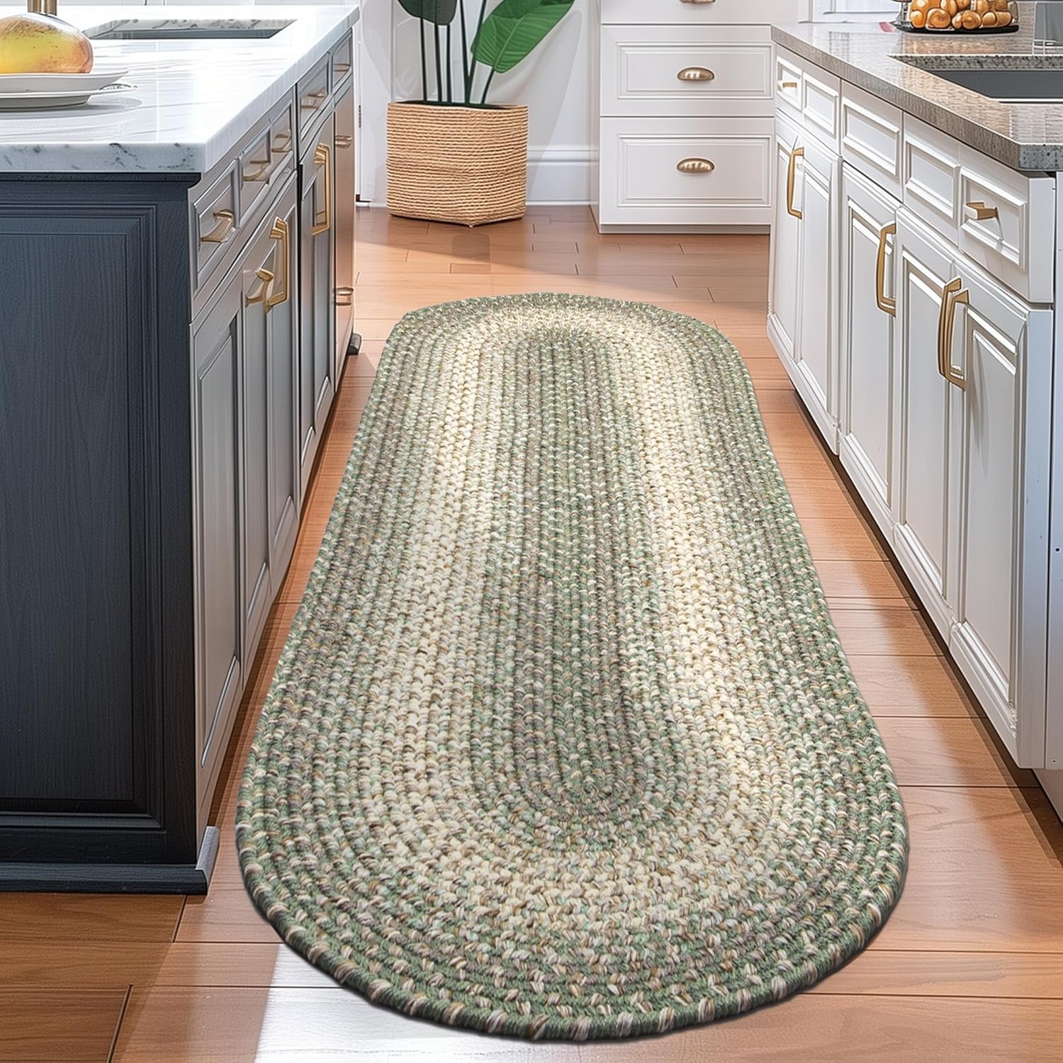 Super Area Rugs Braided Rugs Farmhouse – Alfombra trenzada Ridgewood para sala de estar, reversible, para interiores y exteriores, fabricada en