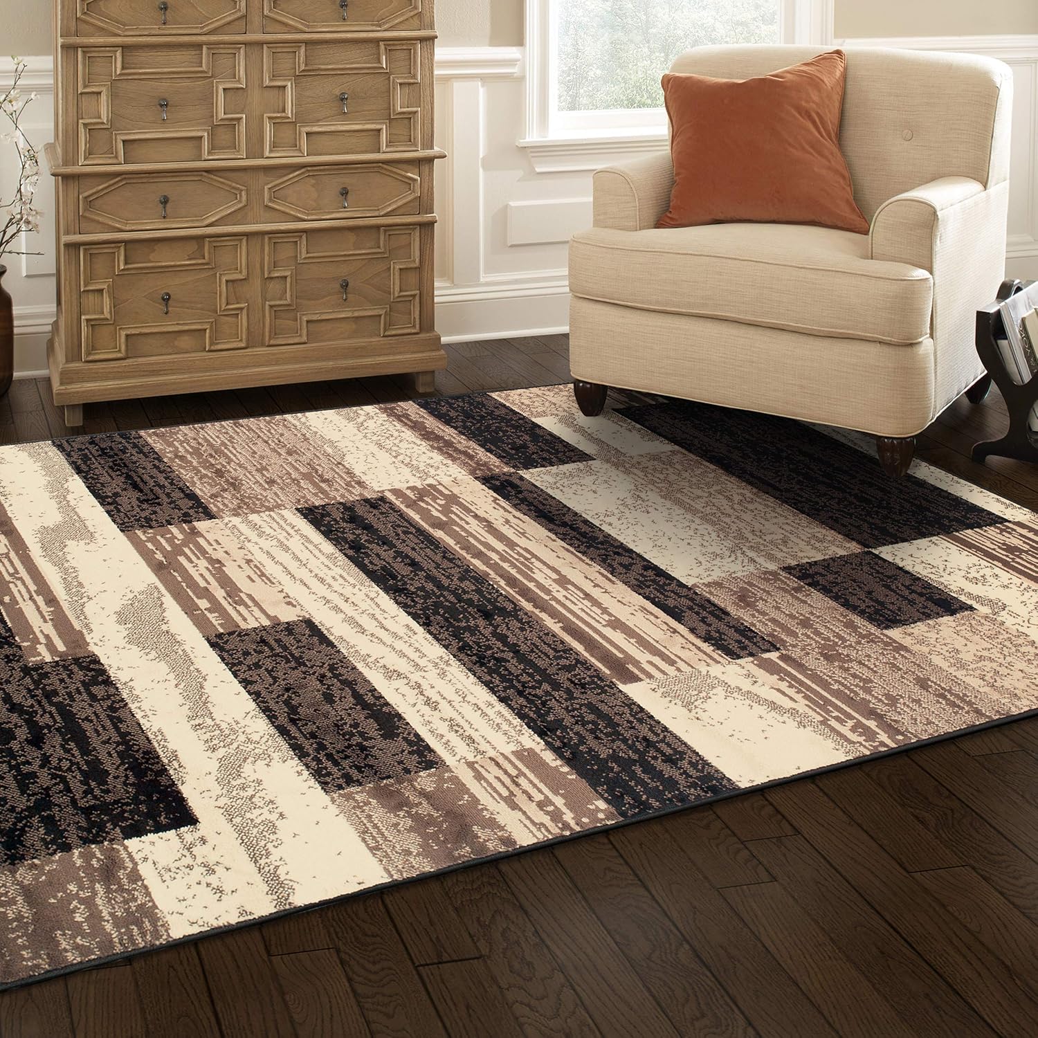 Superior – Alfombra de área para interiores, respaldo de yute, decoración moderna geométrica, dormitorio, oficina, sala de estar, entrada, suelos de