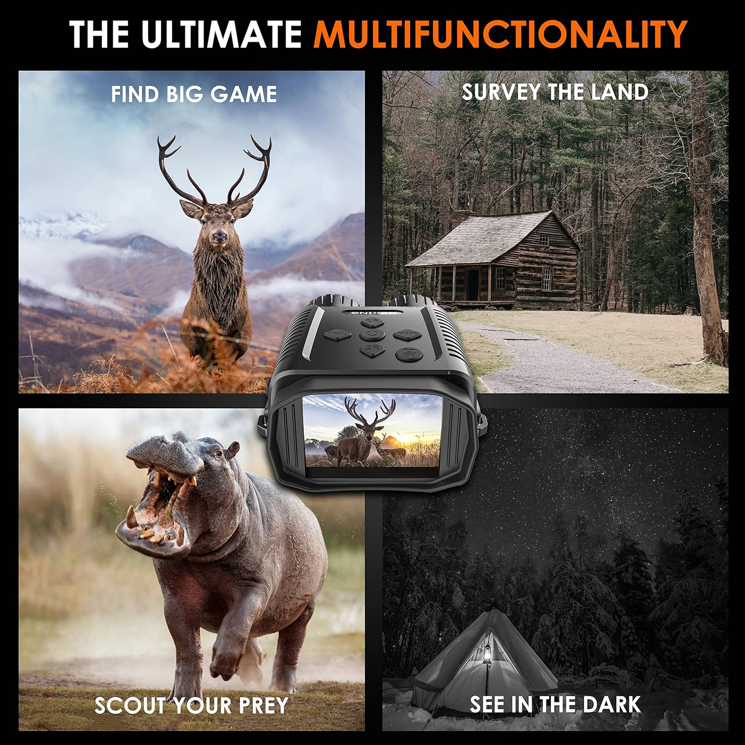 RexingUSA B1 Mini – Mini prismáticos digitales de visión nocturna 4K – Binoculares infrarrojos de viaje para guardar imagen y video con pantalla de