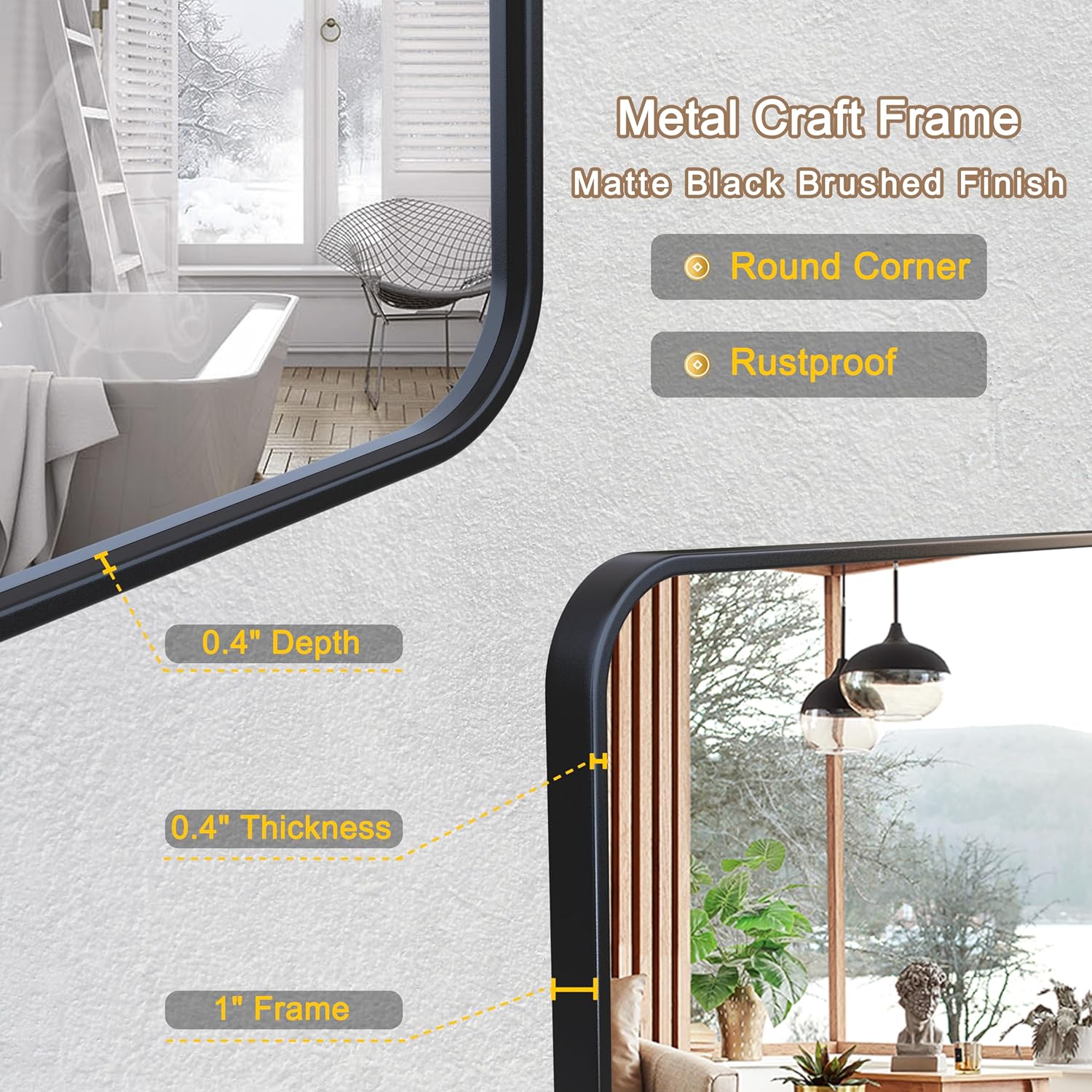 Espejo de baño negro para pared, espejo rectangular con marco de metal de 30 x 40 pulgadas, espejo de tocador de baño montado en la pared para sobre