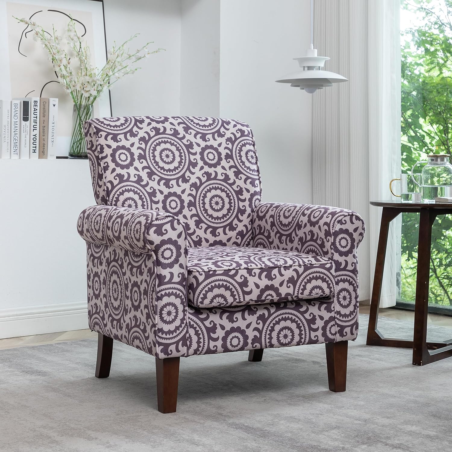 US Pride Furniture Sillas tradicionales para sala de estar, dormitorio y oficina, sillón decorativo con marco de madera de abedul y elegantes