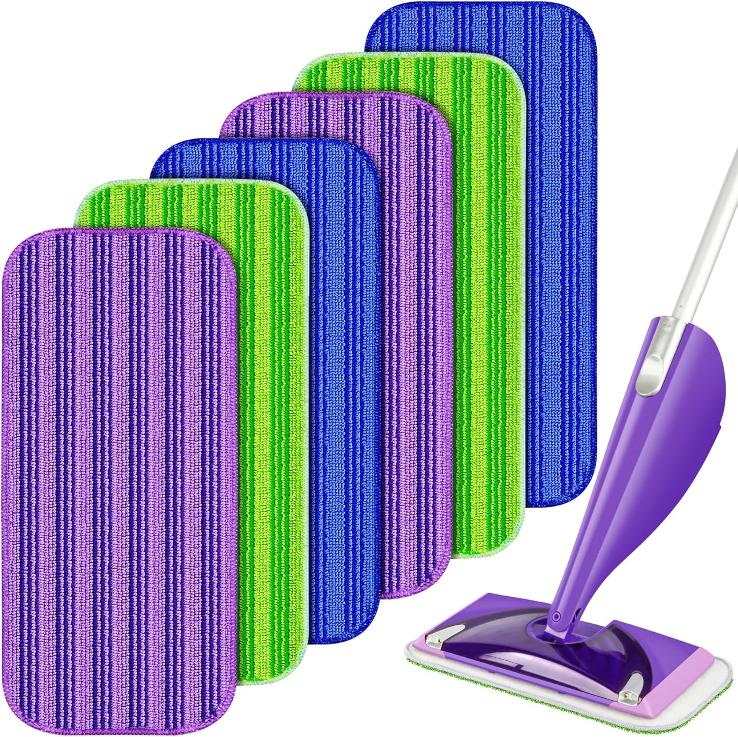 Paquete de 6 almohadillas reutilizables para trapeador compatibles con trapeador Swiffer Wet Jet, almohadillas de recambio de almohadillas de