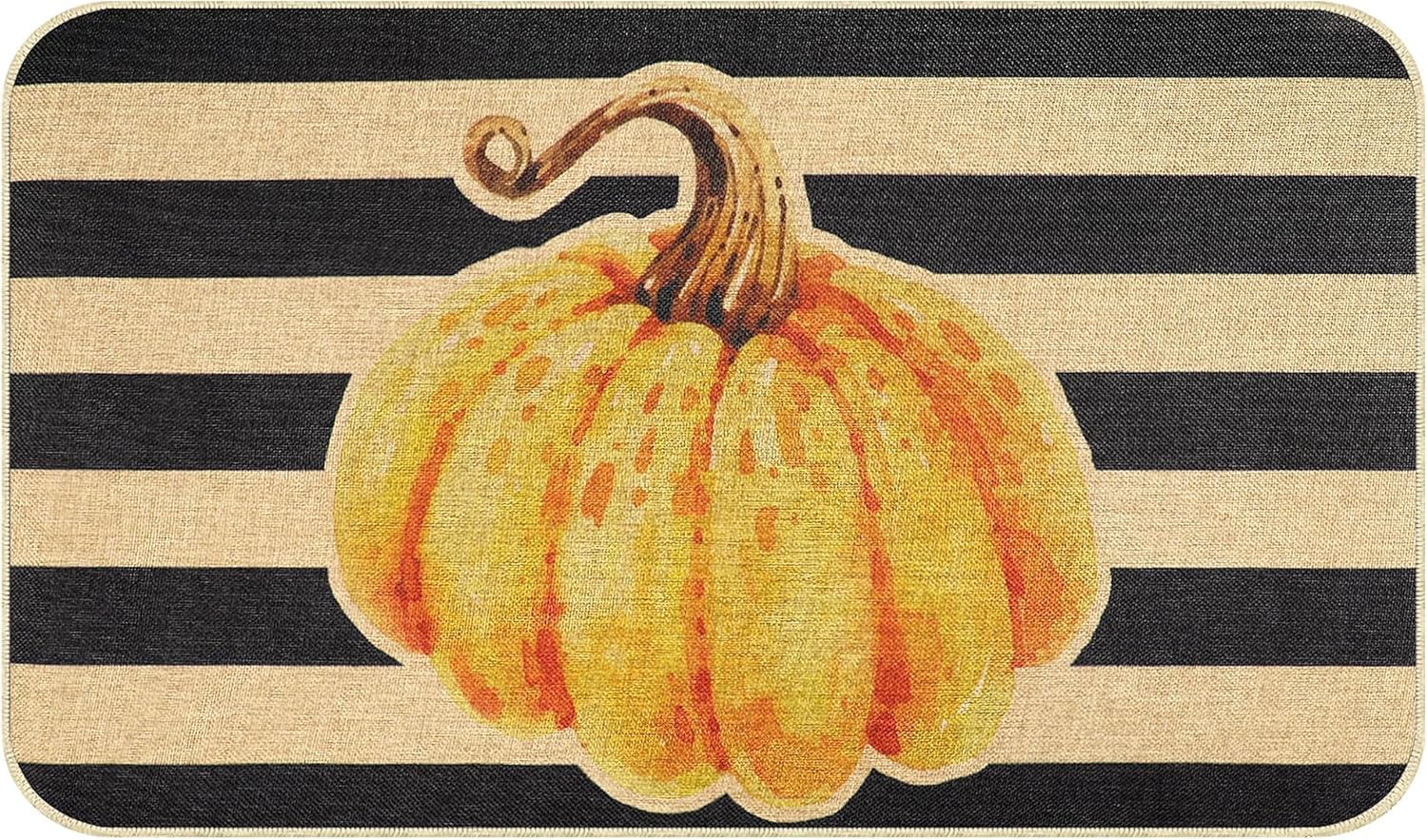 Erweicet Tapete de calabaza de otoño con texto en inglés “Hello Autumn Pumpkin”, tapete antideslizante para puerta de Acción de Gracias, para puerta