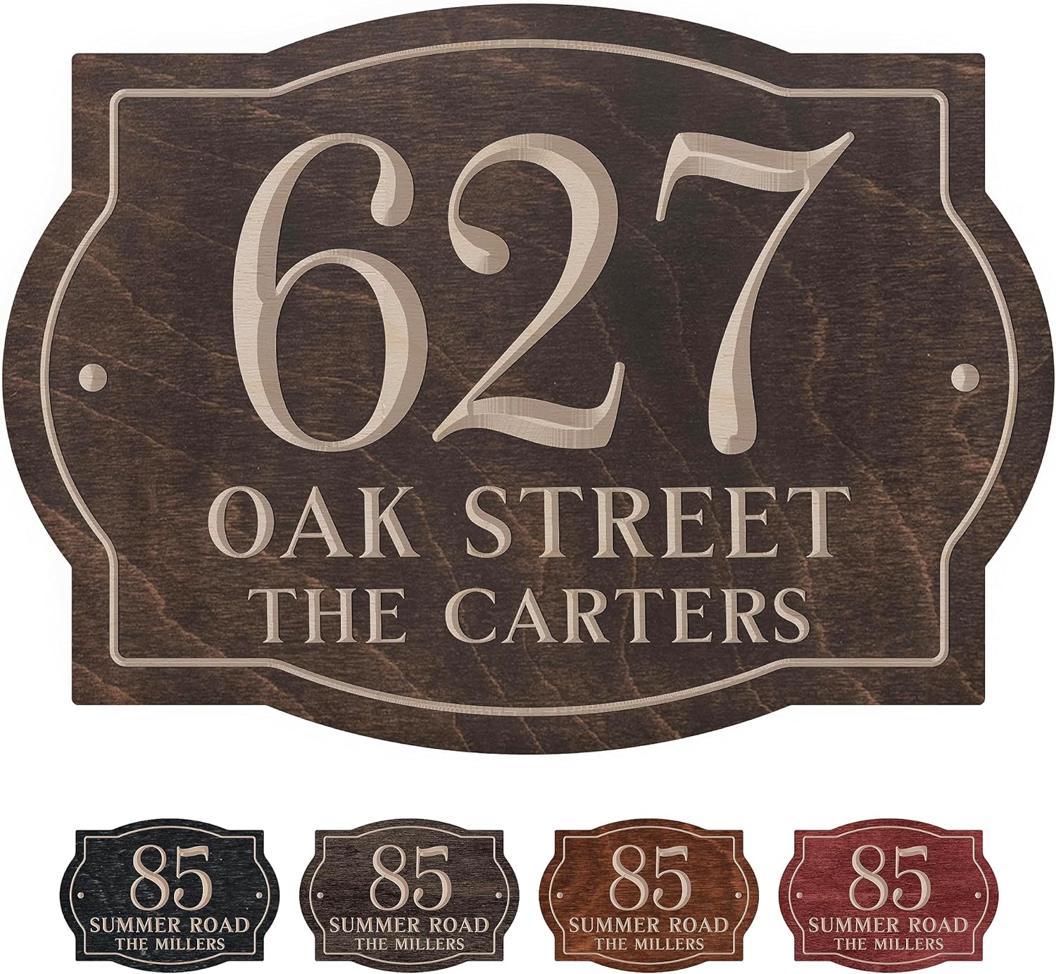 Letrero de dirección de casa personalizado, números de casa personalizados para exteriores, placa de dirección de madera grabada, 5 colores, 14 x 10