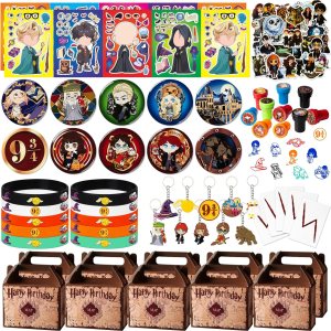 Suministros de fiesta de cumpleaños de mago, juego de 100 piezas de recuerdos de fiesta, incluye 10 pines de botón, 10 llaveros, 10 pulseras de Suministros de fiesta de cumpleaños de mago, juego de 100 piezas de recuerdos de fiesta, incluye 10 pines de botón, 10 llaveros, 10 pulseras de