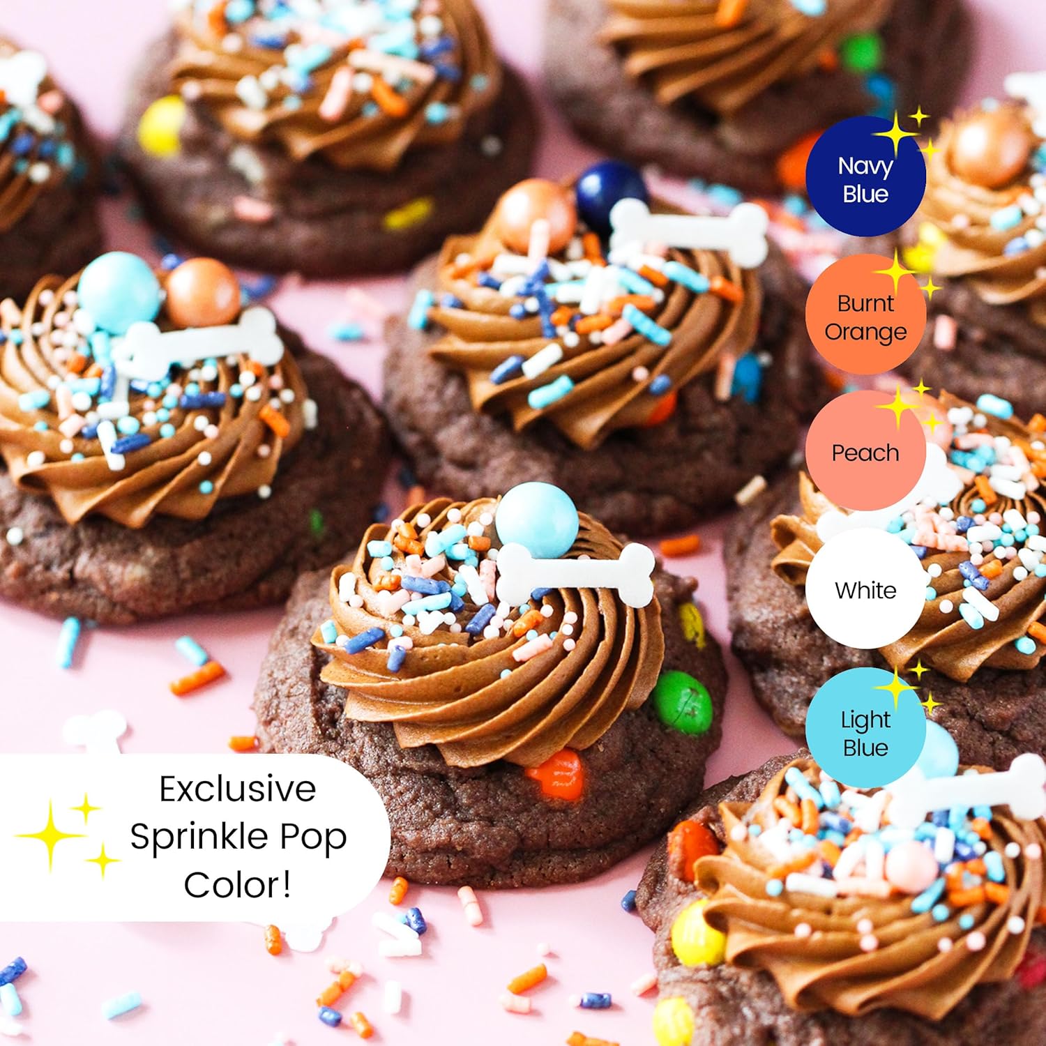 Oh Biscuits! Mezcla de espolvorear  Mezcla de gránulos azules y naranjas  Con papel de oblea de huesos de perro, gránulos perfectos para decorar