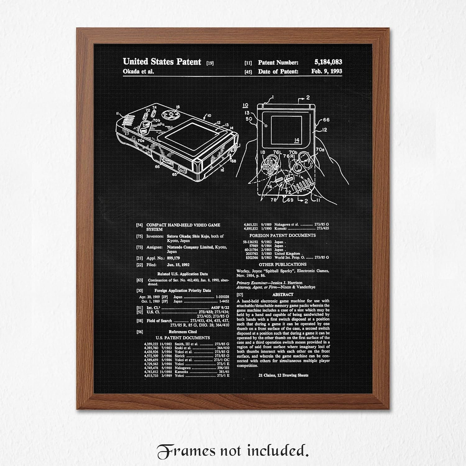 Vintage Gameboy Patent Prints, 1 (11×14) Unframed Photos, Wall Art Decor Gifts for Home Nintendo Tech Office Gears Garage Engineer School College