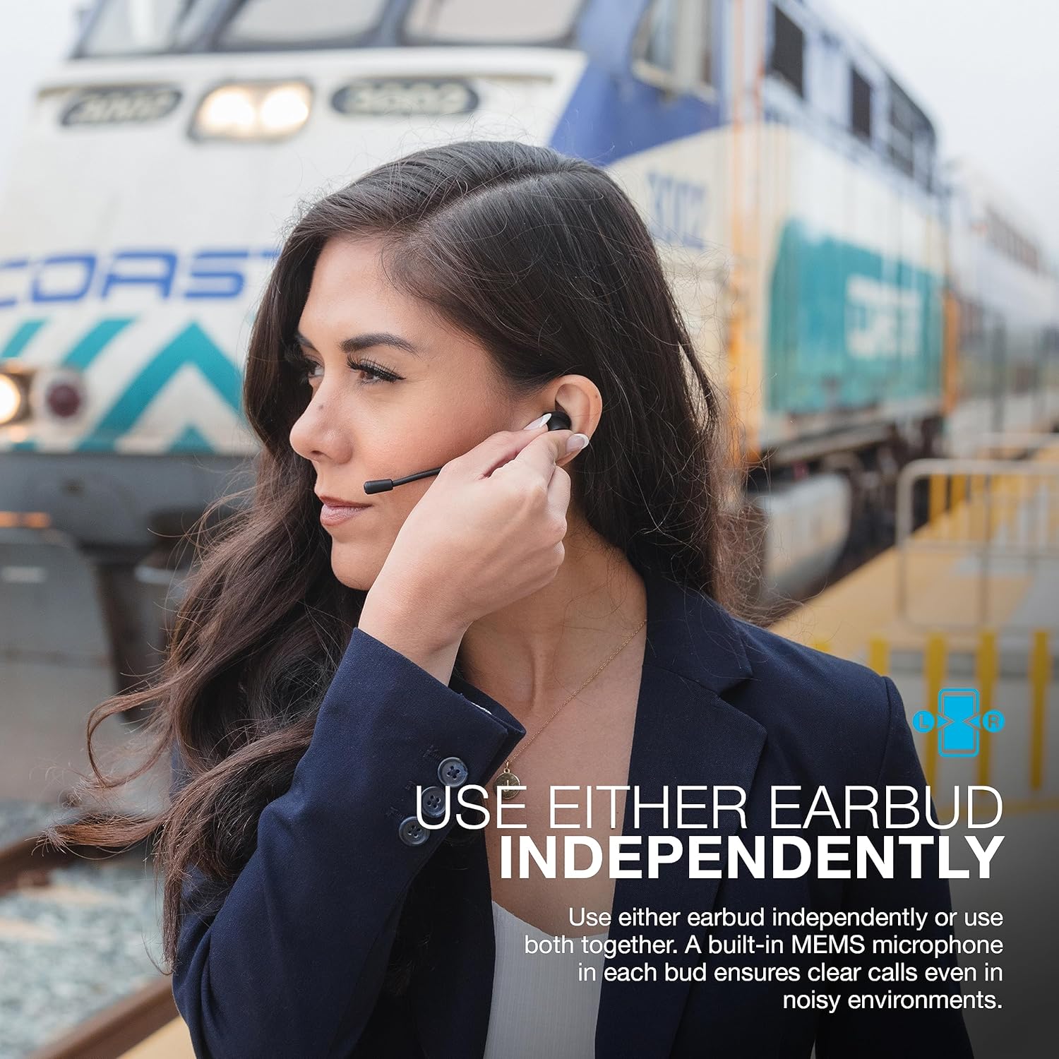 JLab Work Buds – Auriculares intrauditivos inalámbricos con micrófono desmontable con cancelación de ruido, negro, largo más de 55 horas totales de