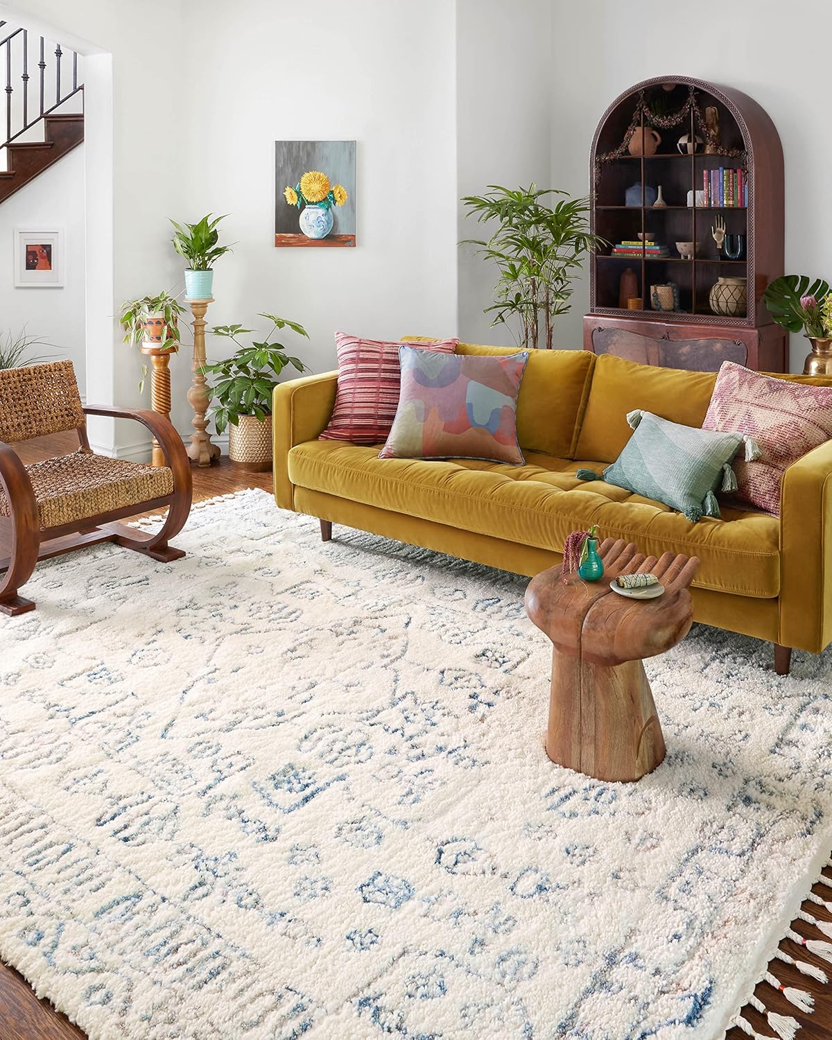 Justina Blakeney x Loloi Ronnie Collection RON-01 – Alfombra decorativa color marfilocéano de 2 pies 2 pulgadas x 3 pies 9 pulgadas