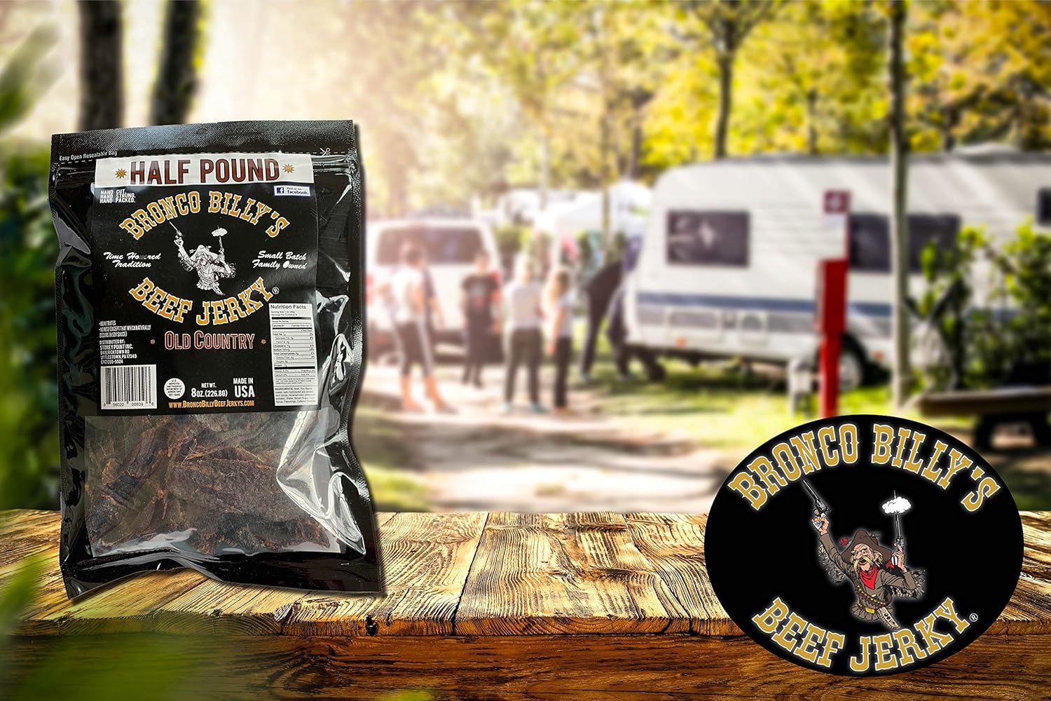 Bronco Billy’s Beef Jerky Hickory Smoked Old Country – Bolsa resellable de media libra