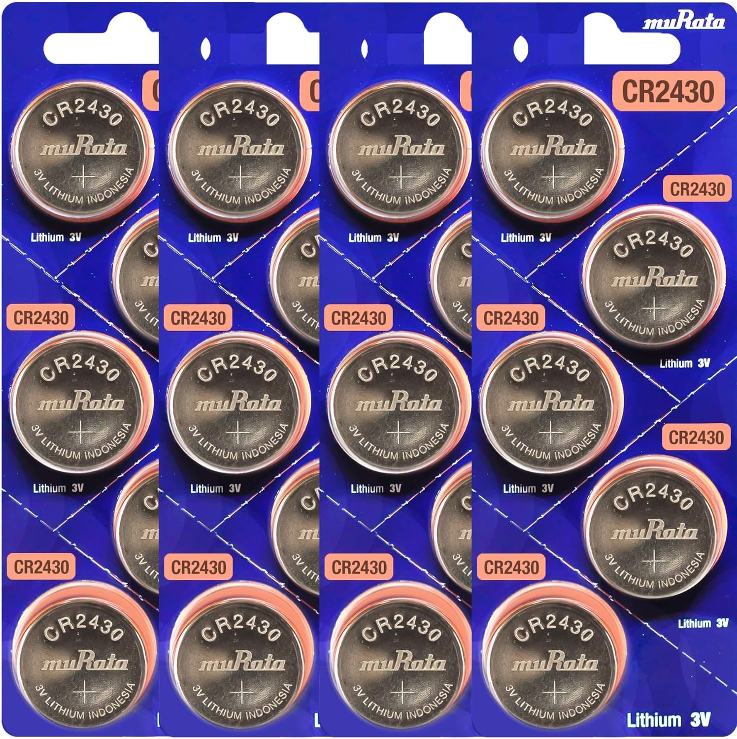 Murata Batería CR2430 DL2430 ECR2430 3V Litio Moneda Celda (20 Baterías)