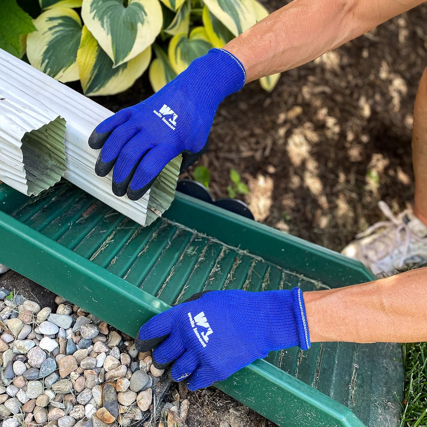 Guantes de trabajo para hombre con revestimiento de látex, extra grandes (Wells Lamont 524), negro sobre azul