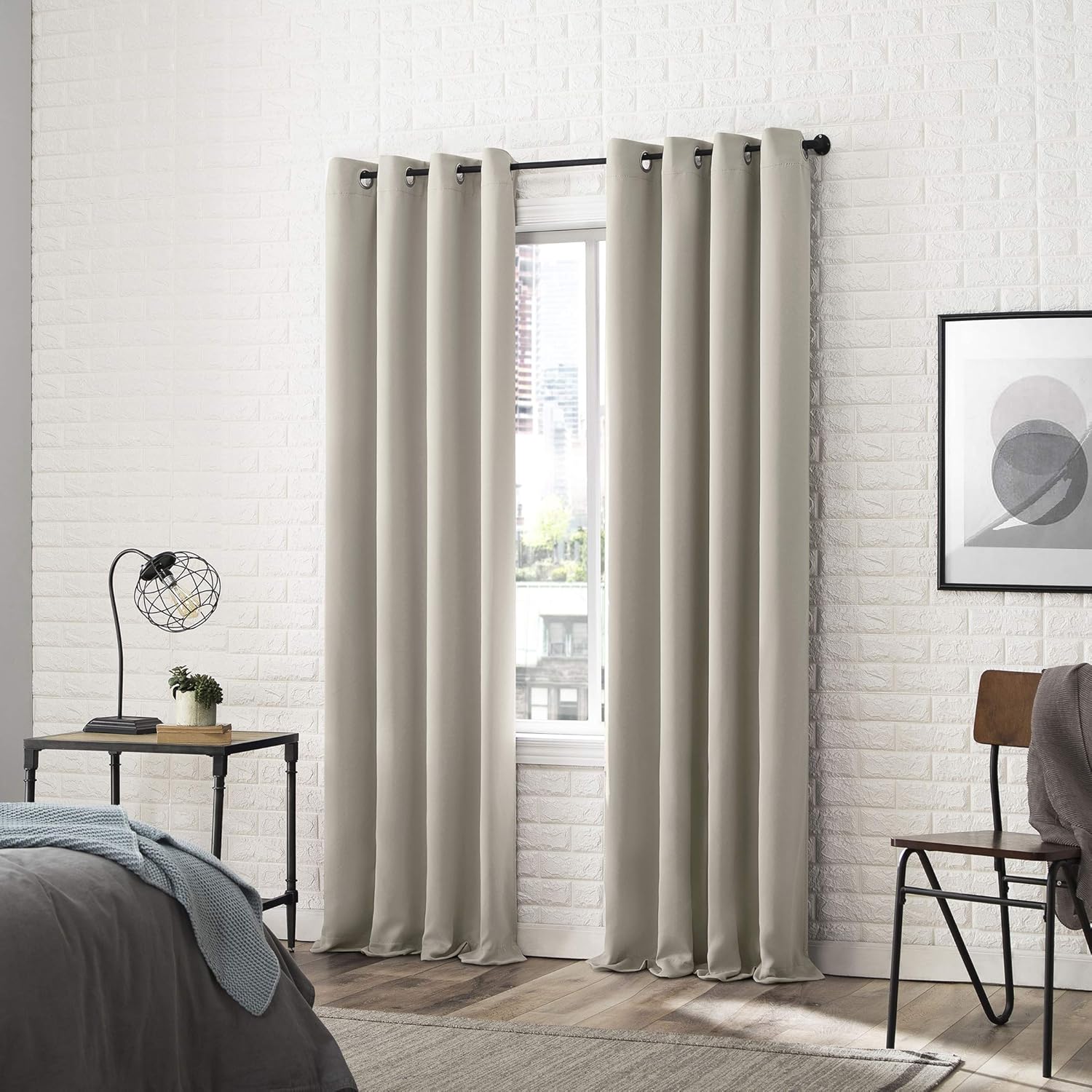 Sun Zero Soho – Juego de 2 paneles de cortinas opacas de eficiencia energética con ojales, 54 x 63 pulgadas, color perla