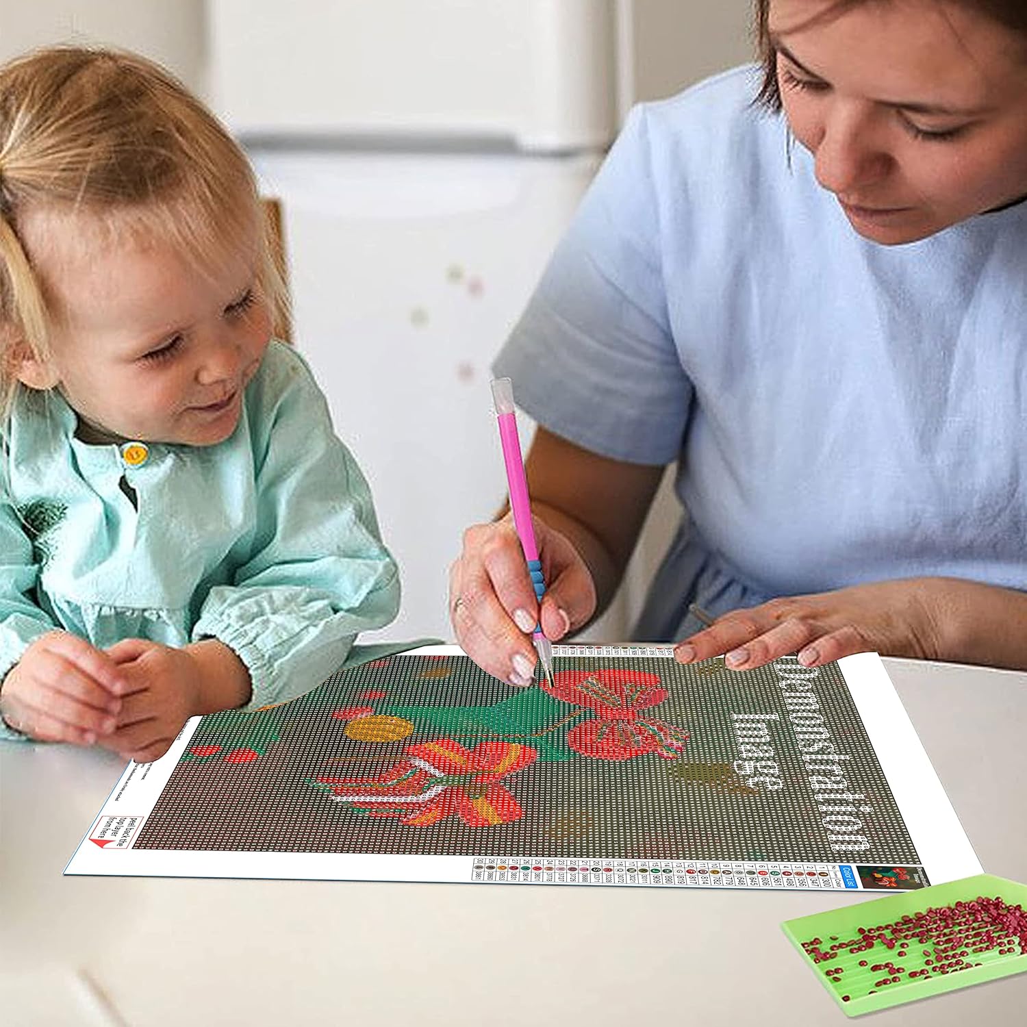 IHMOLN Pintura de diamante 5D de elfo de orquídea rosa para adultos y niños, kit de punto de cruz para principiantes, perforación redonda completa